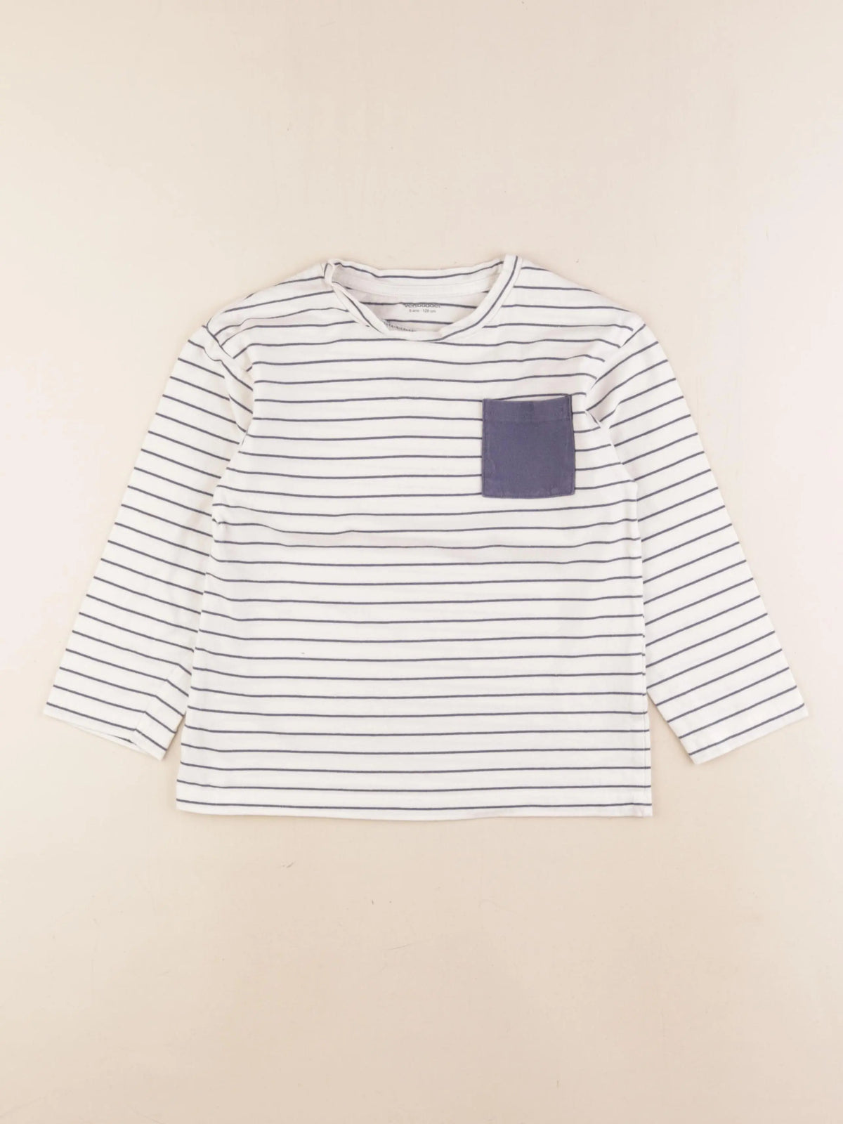 Vertbaudet - tee-shirt blanc, bleu - 8 ans