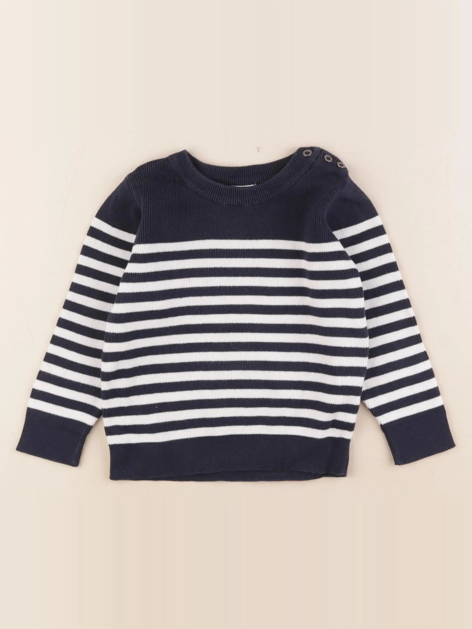 Vertbaudet - pull bleu, blanc - 24 mois