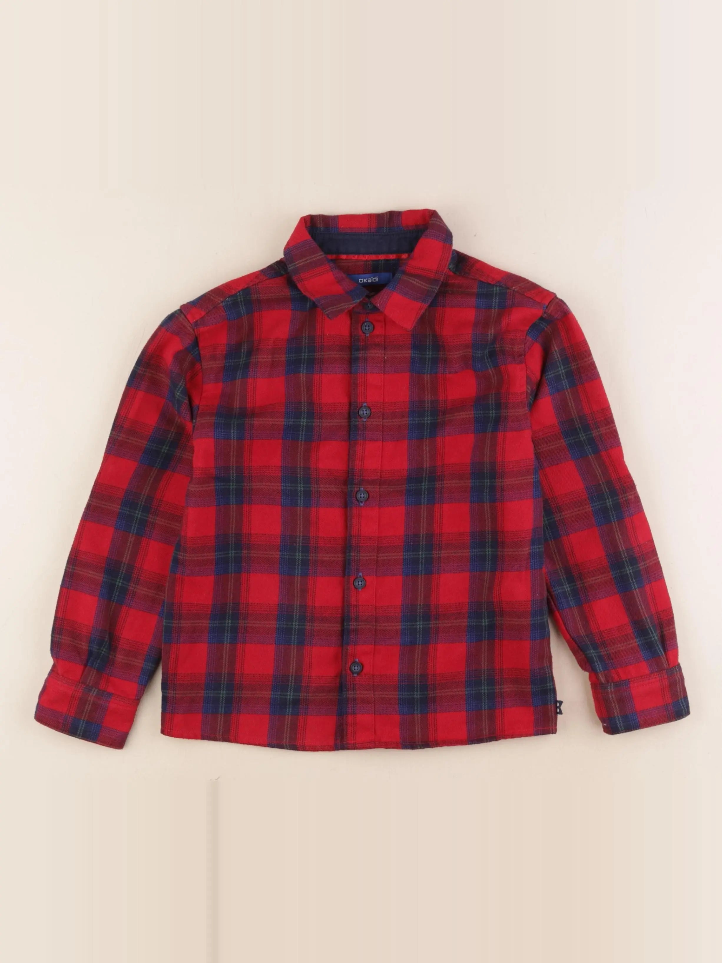 Okaidi - chemise bleu, rouge - 6 ans