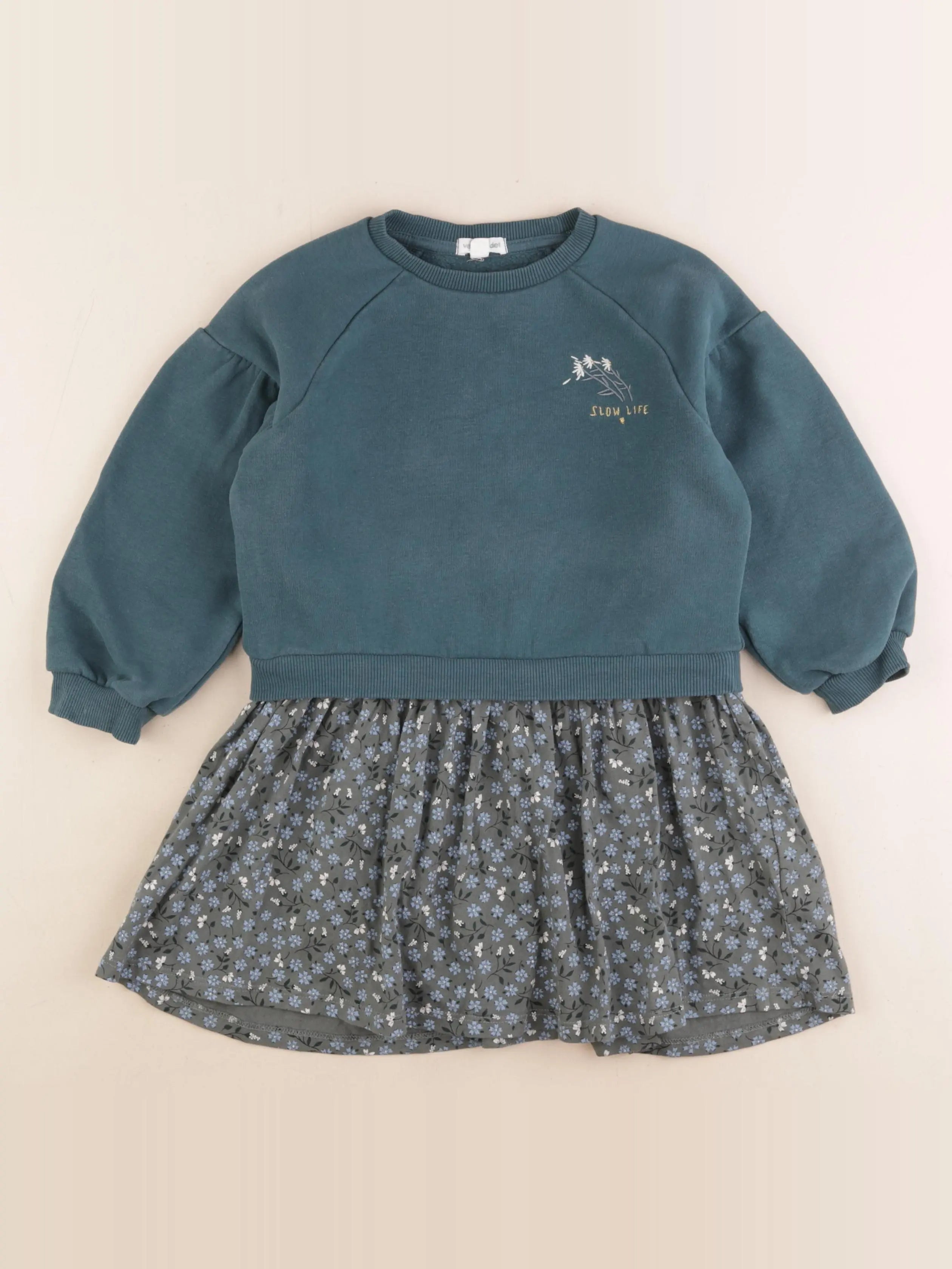 Vertbaudet - robe bleu, or - 5 ans
