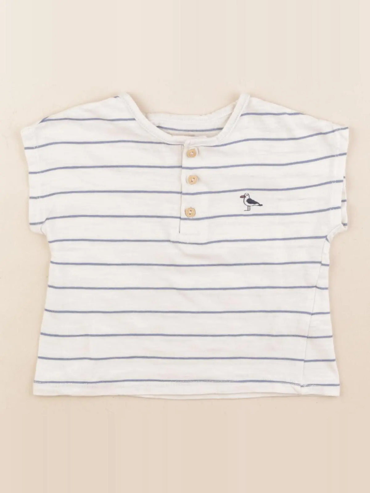 Vertbaudet - tee-shirt bleu, beige - 18 mois