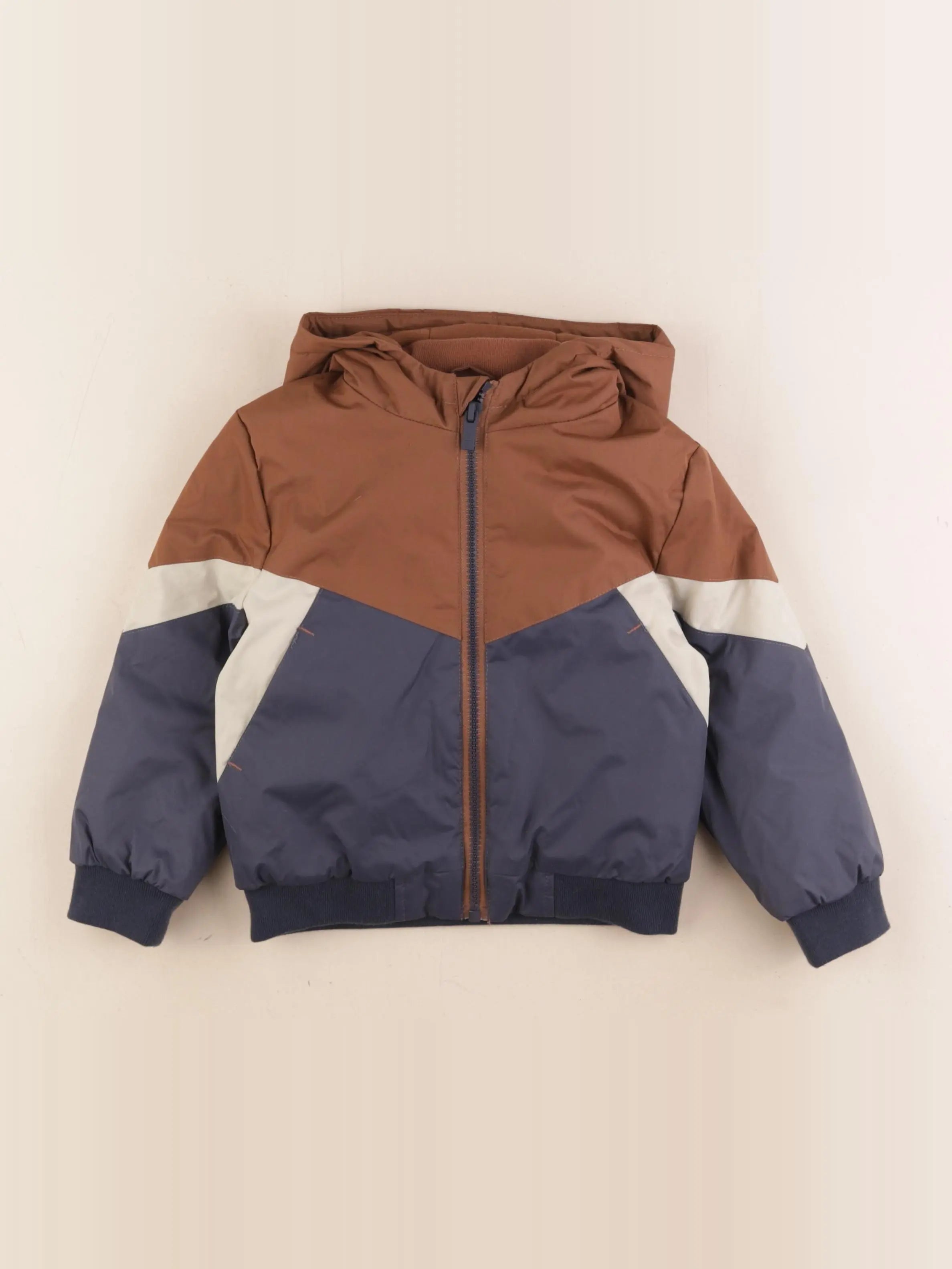 Vertbaudet - veste doublé marron, bleu - 3 ans