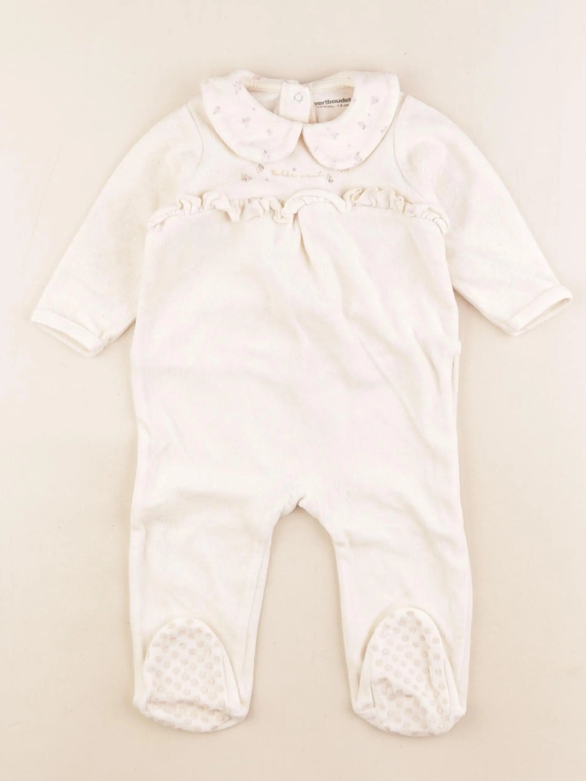 Vertbaudet - pyjama velours beige - 12 mois