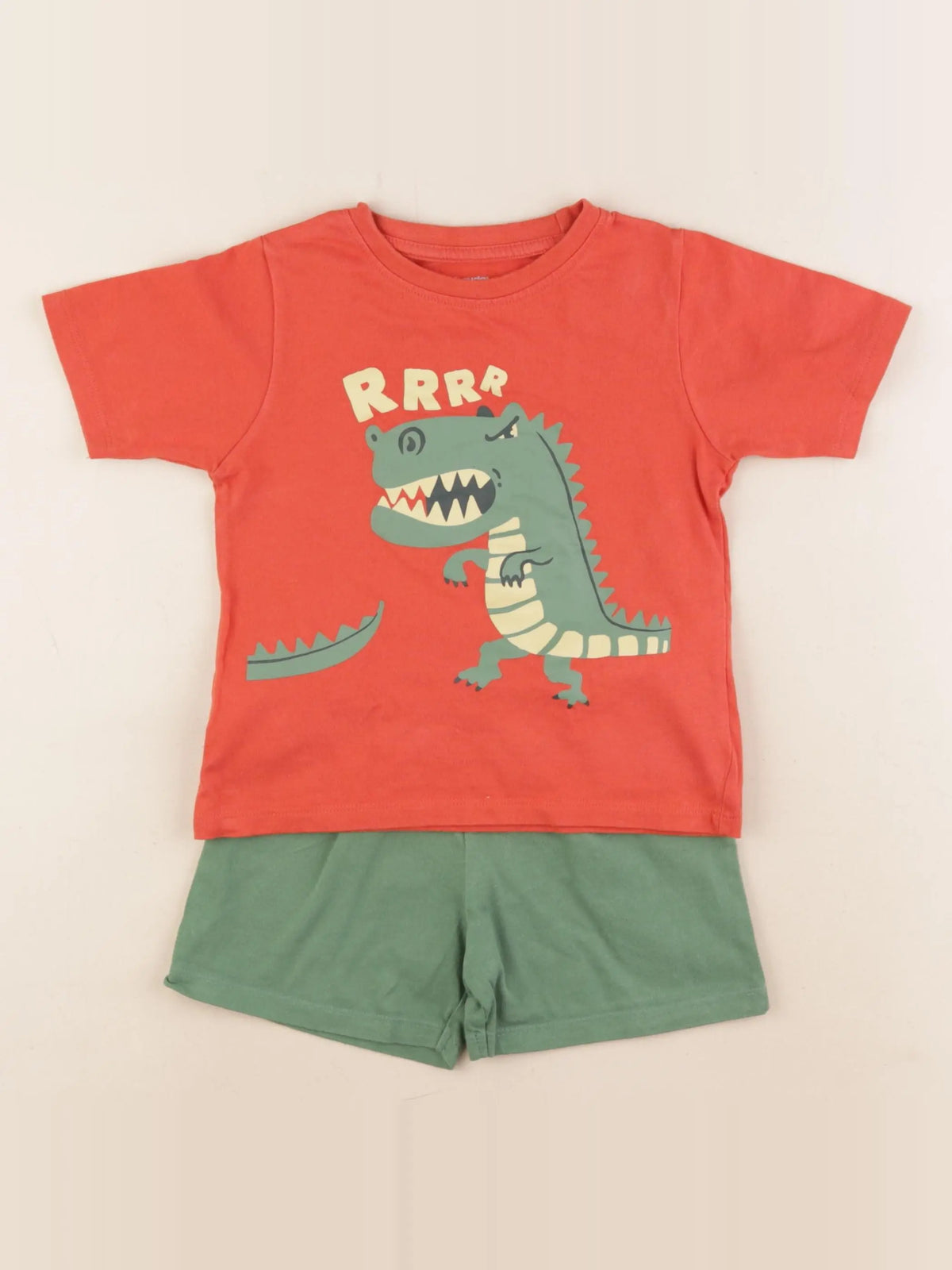 Vertbaudet - pyjama coton rouge, vert - 3 ans