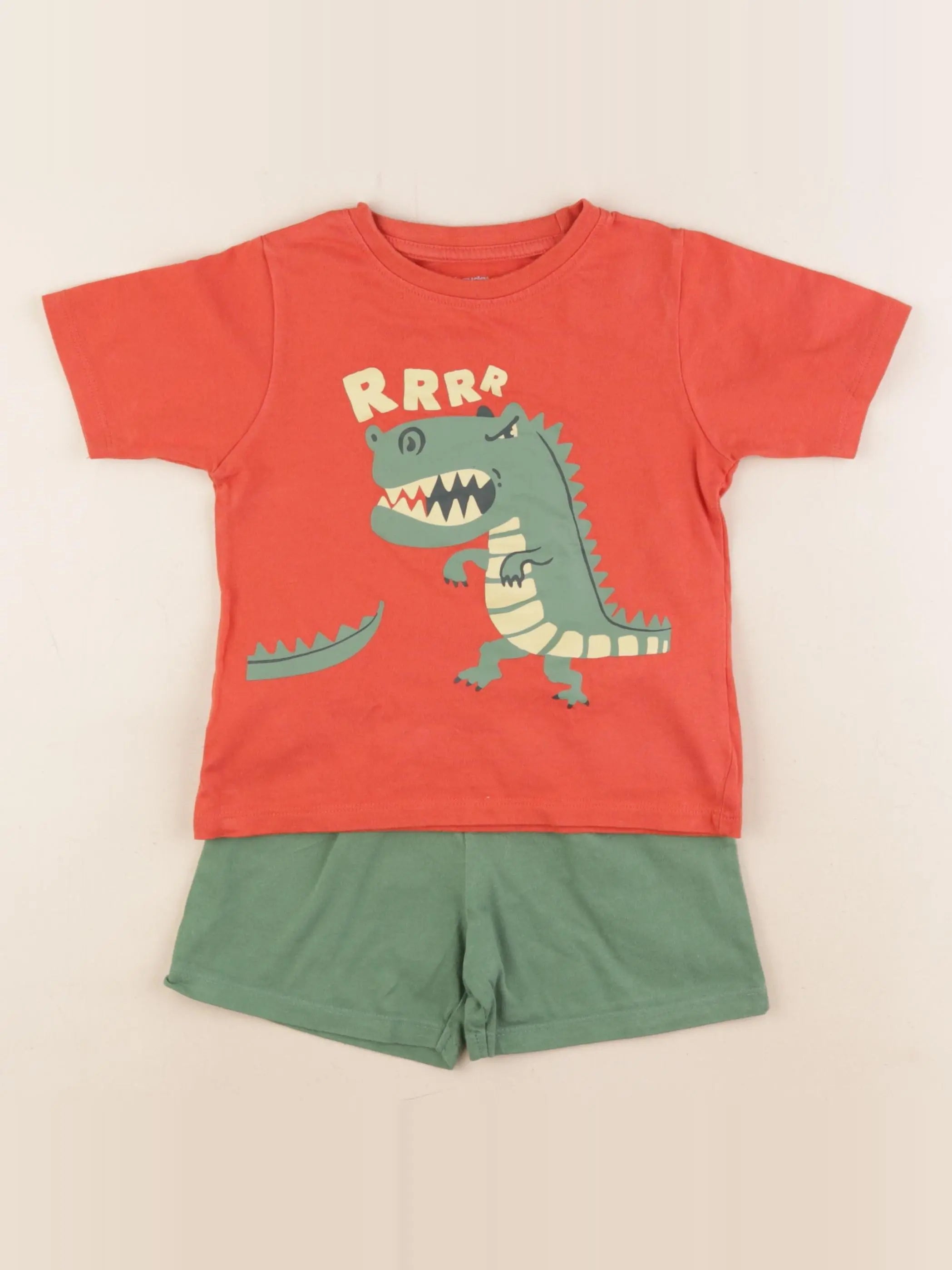 Vertbaudet - pyjama coton rouge, vert - 3 ans
