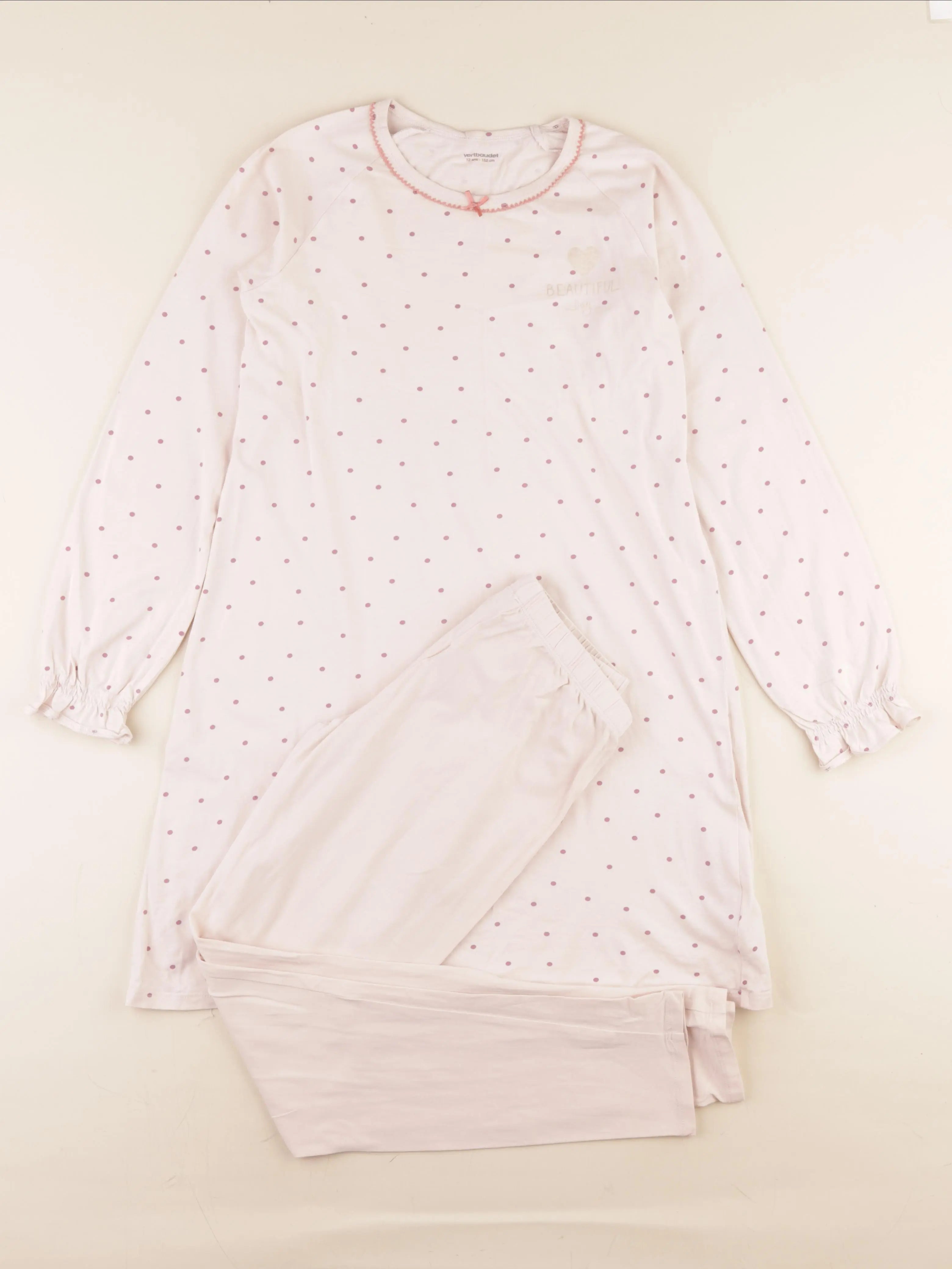 Vertbaudet - pyjama coton rose, or - 12 ans