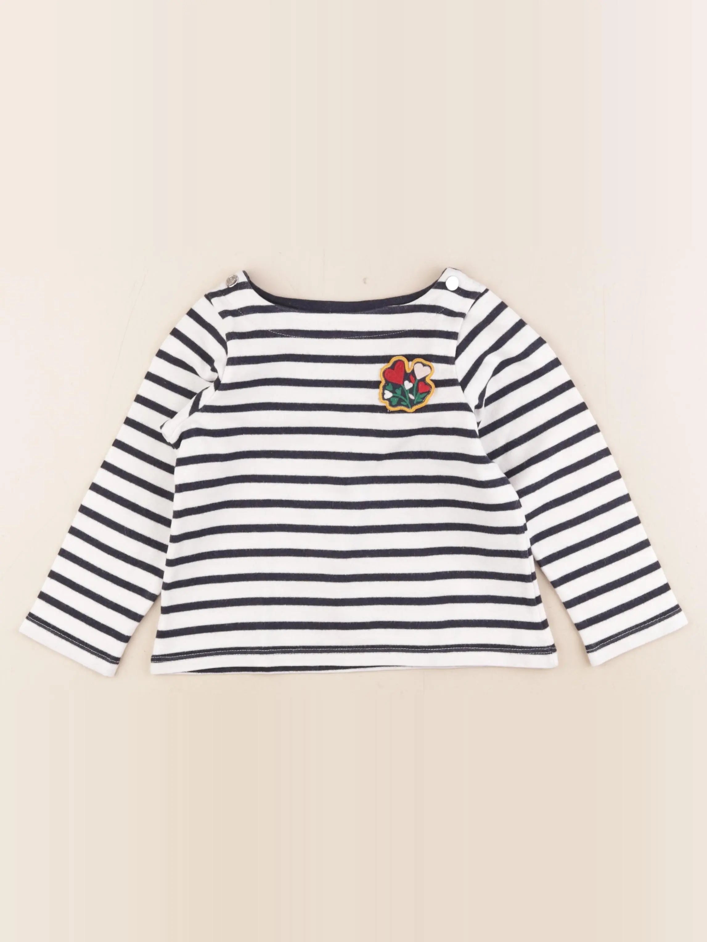 Petit Bateau - tee-shirt blanc, bleu - 4 ans