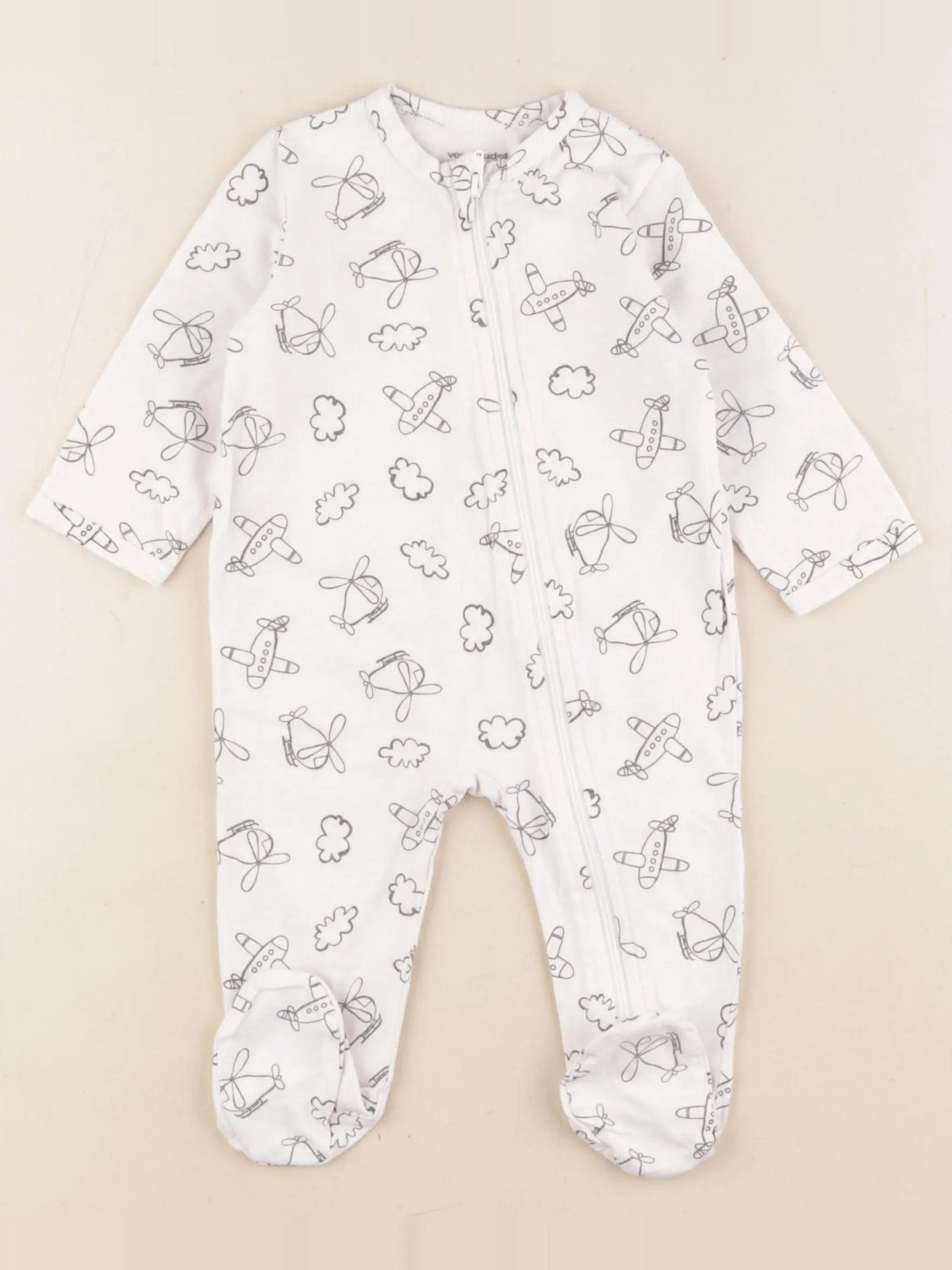 Vertbaudet - pyjama coton blanc - 6 mois