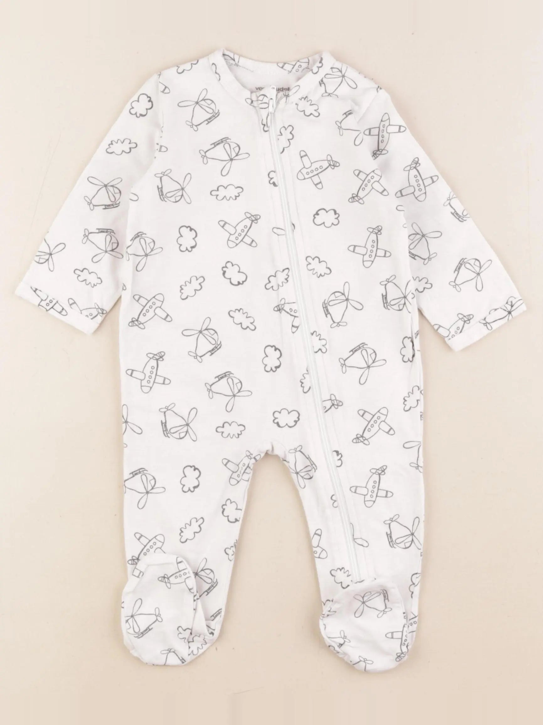 Vertbaudet - pyjama coton blanc - 6 mois