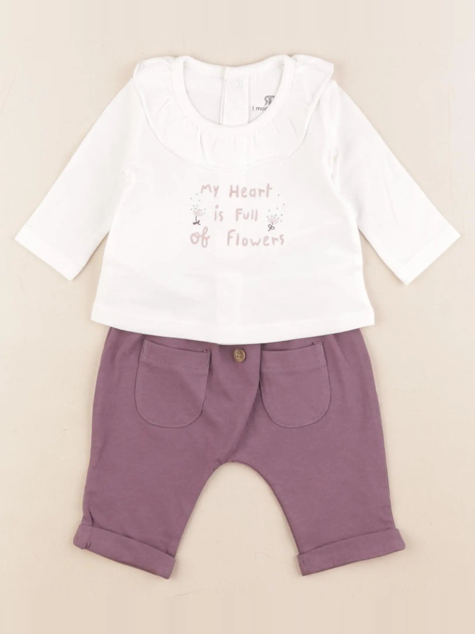 La Redoute - ensemble violet, blanc - 1 mois
