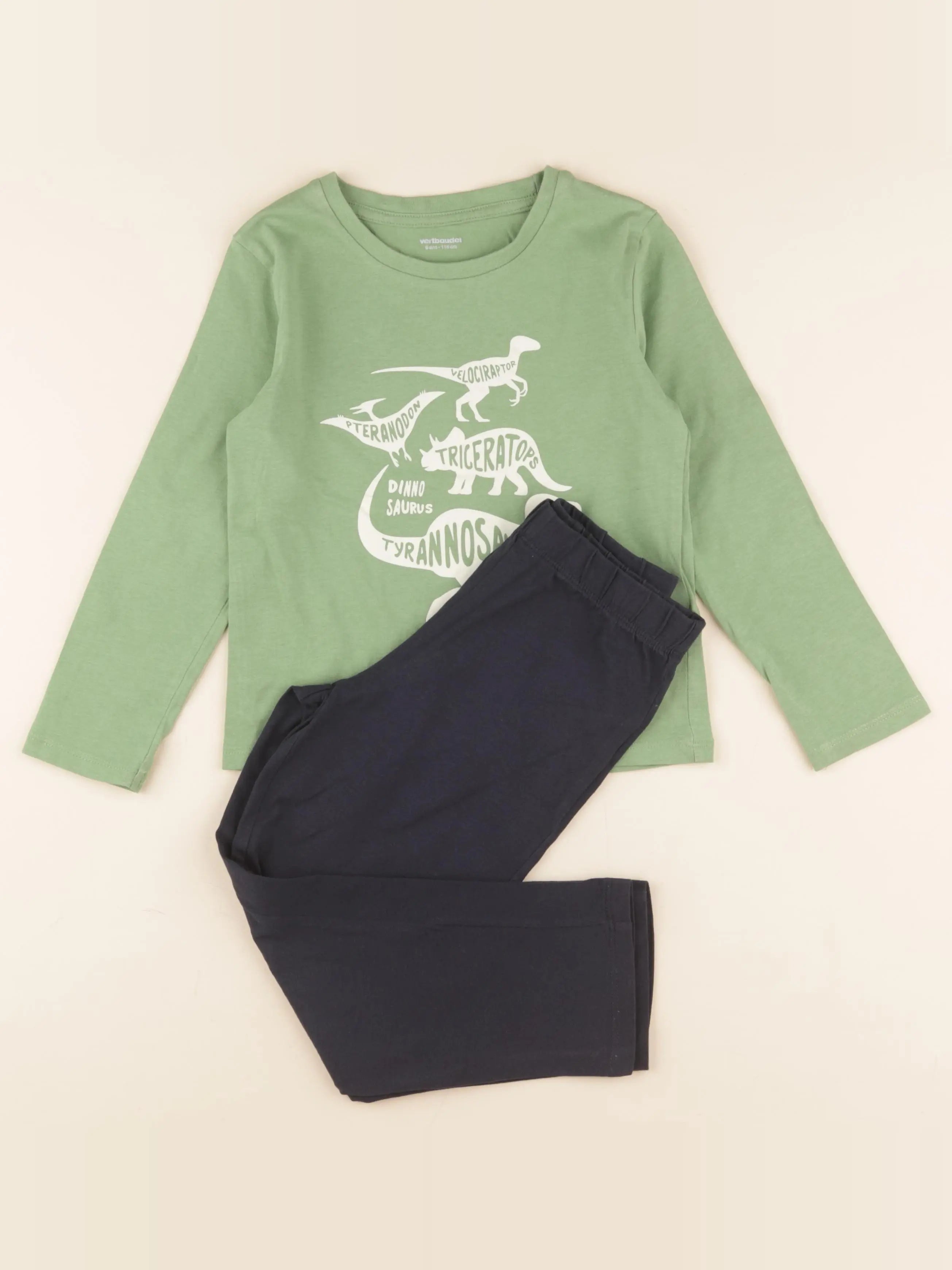 Vertbaudet - pyjama coton vert - 6 ans