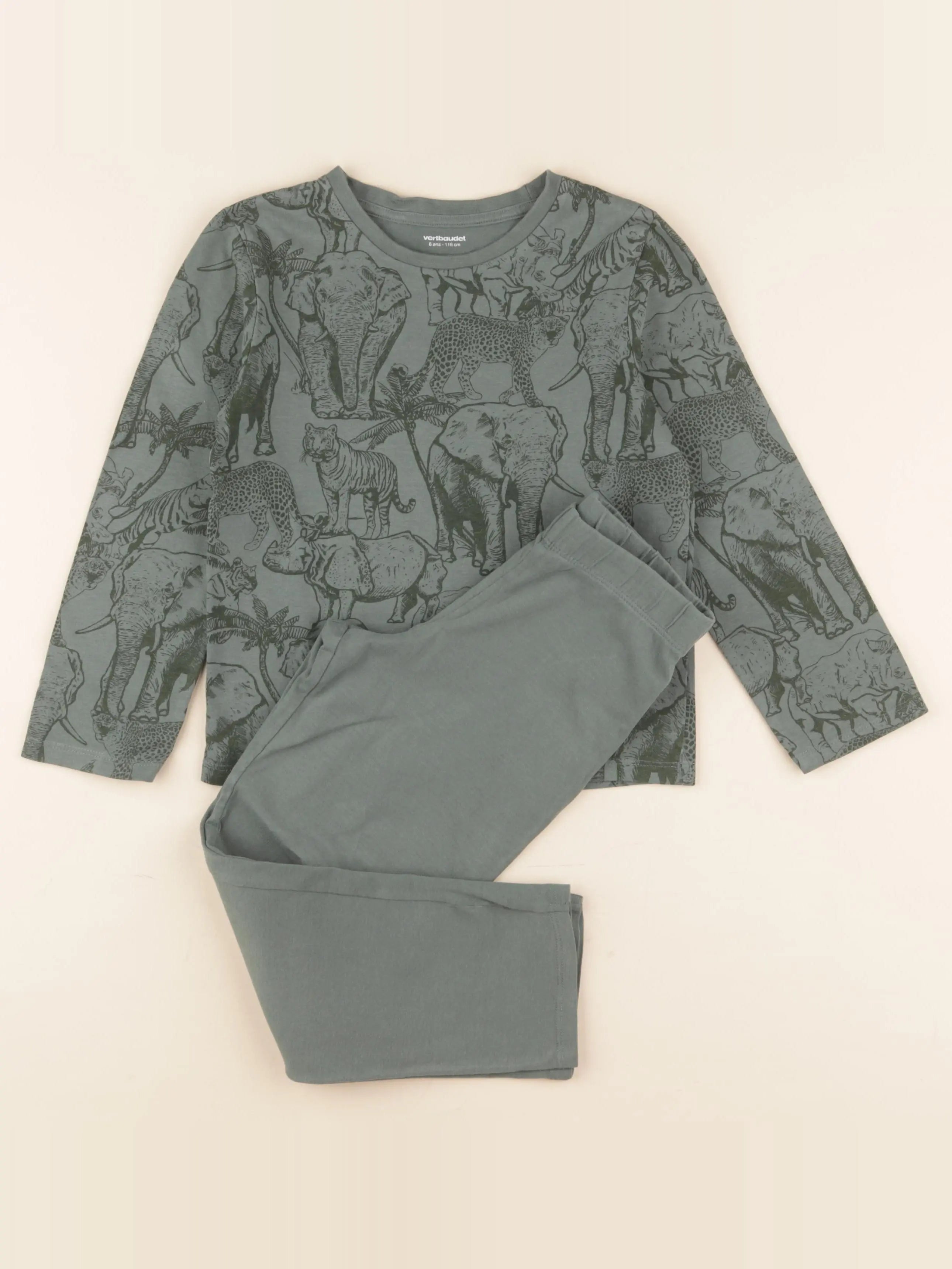 Vertbaudet - pyjama coton vert - 6 ans