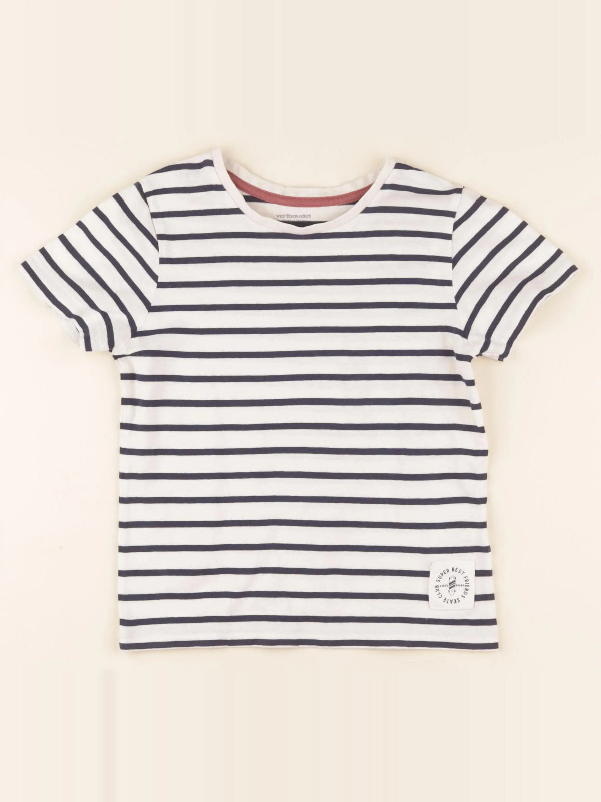 Vertbaudet - tee-shirt blanc, bleu - 6 ans