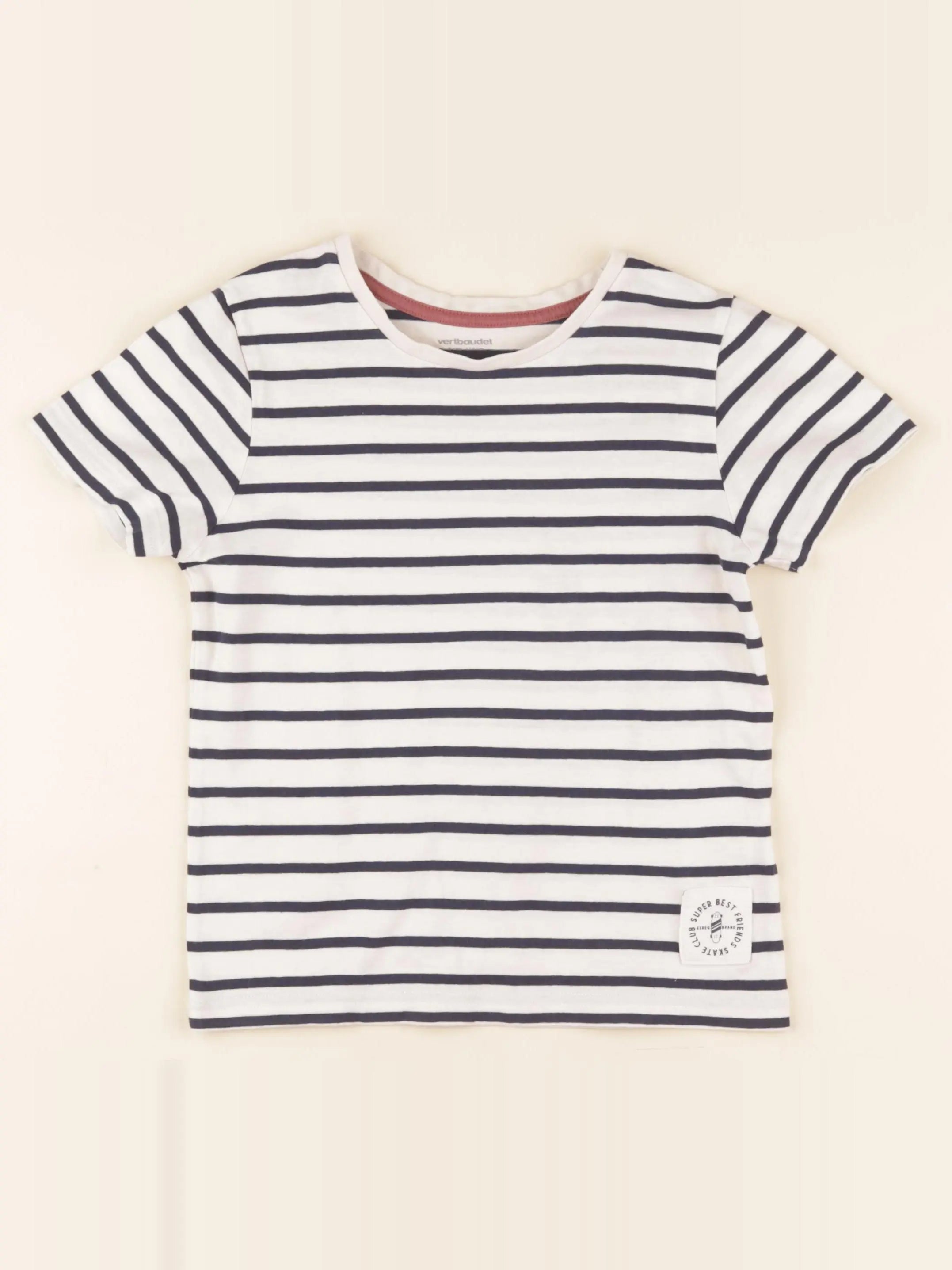 Vertbaudet - tee-shirt blanc, bleu - 6 ans