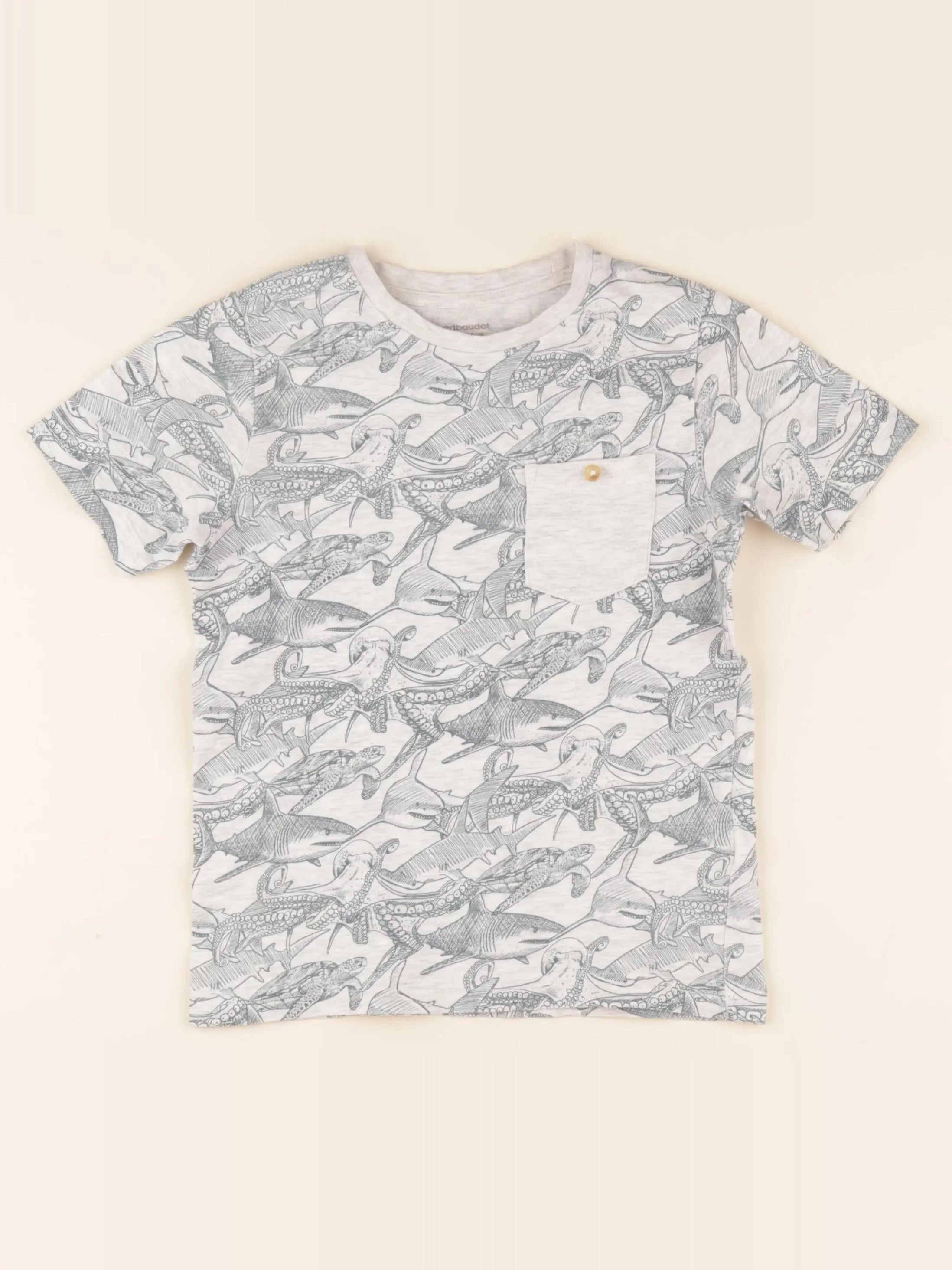 Vertbaudet - tee-shirt gris, vert - 6 ans