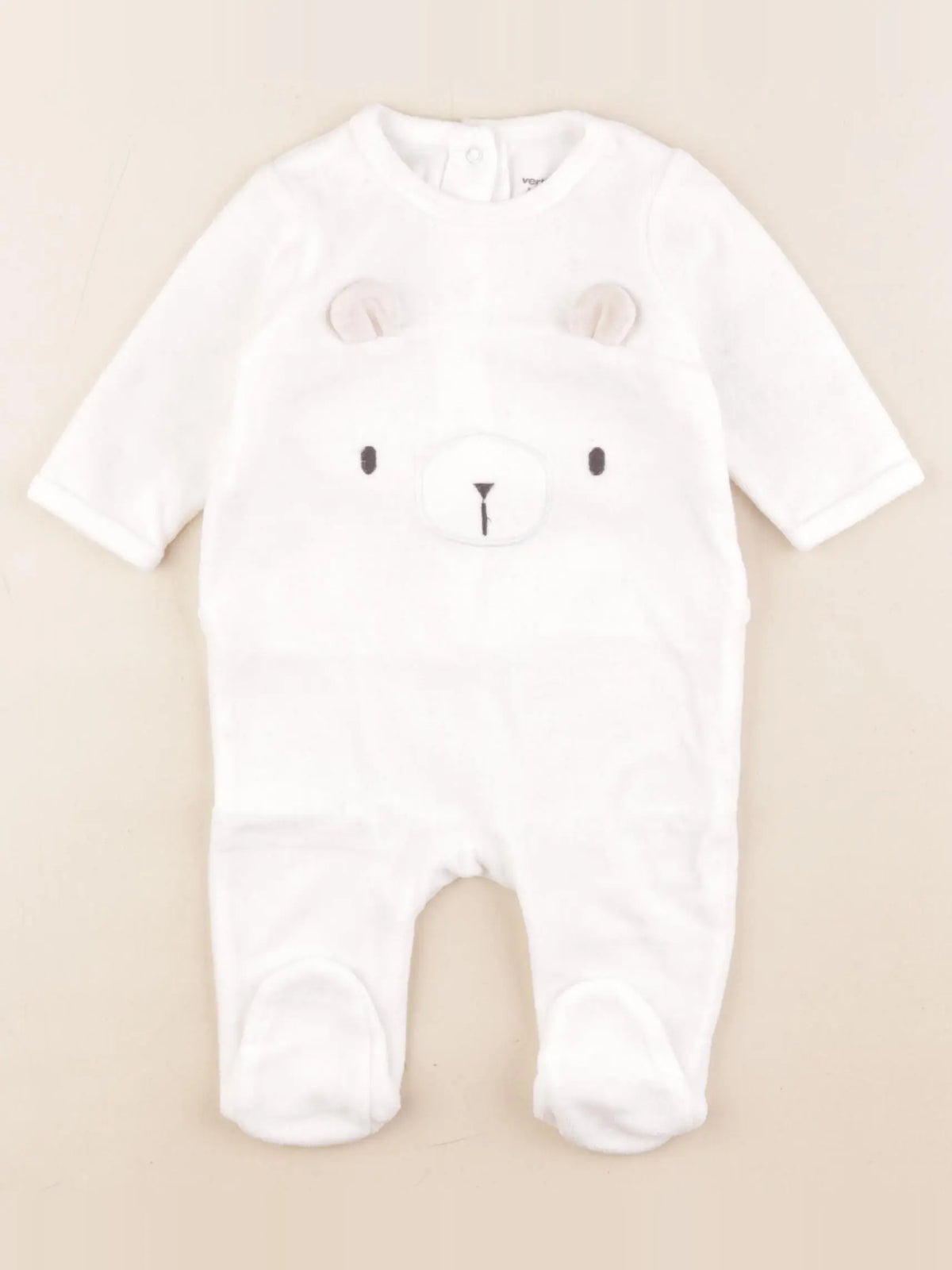 Vertbaudet - pyjama velours blanc - 3 mois