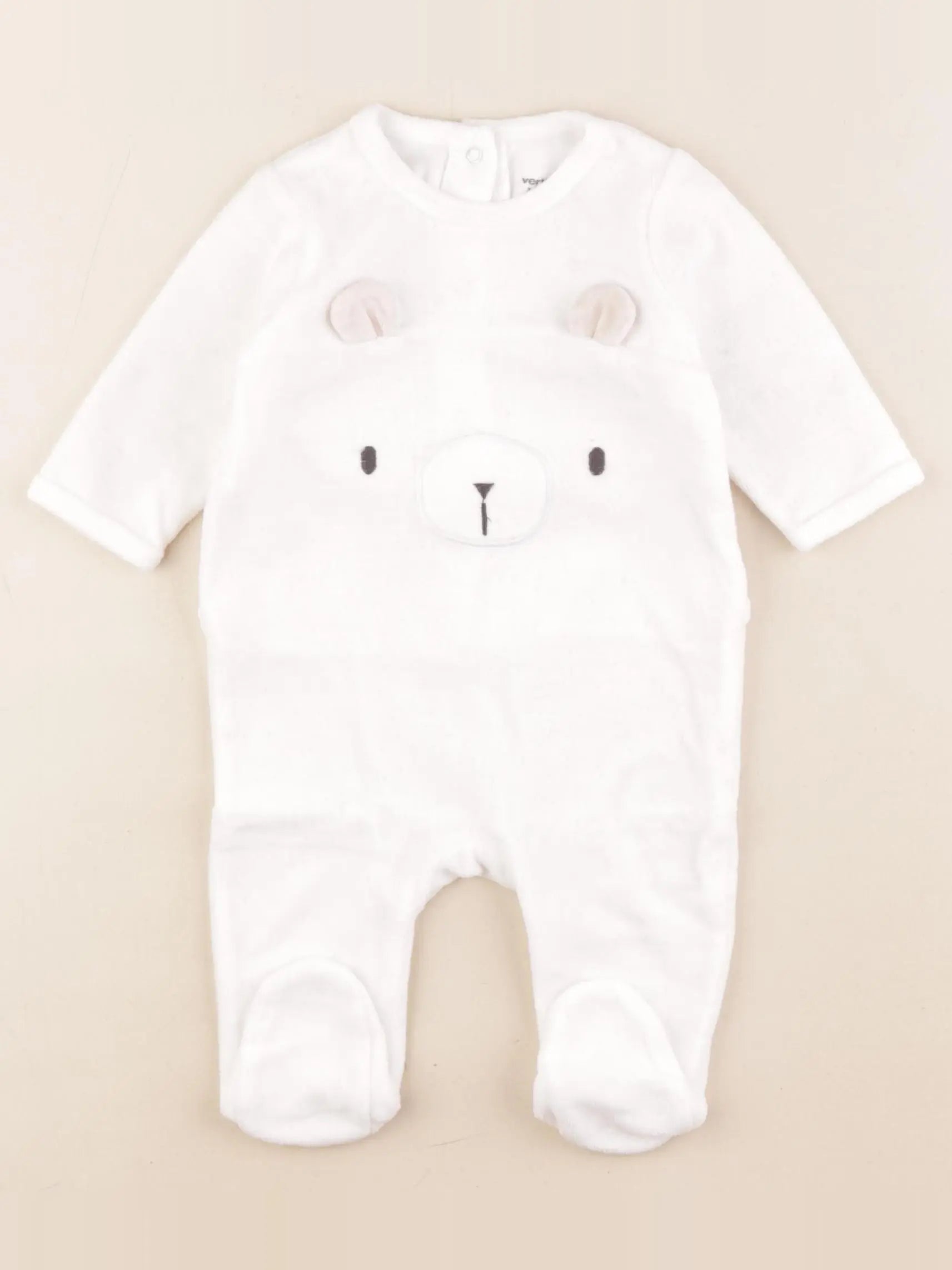 Vertbaudet - pyjama velours blanc - 3 mois