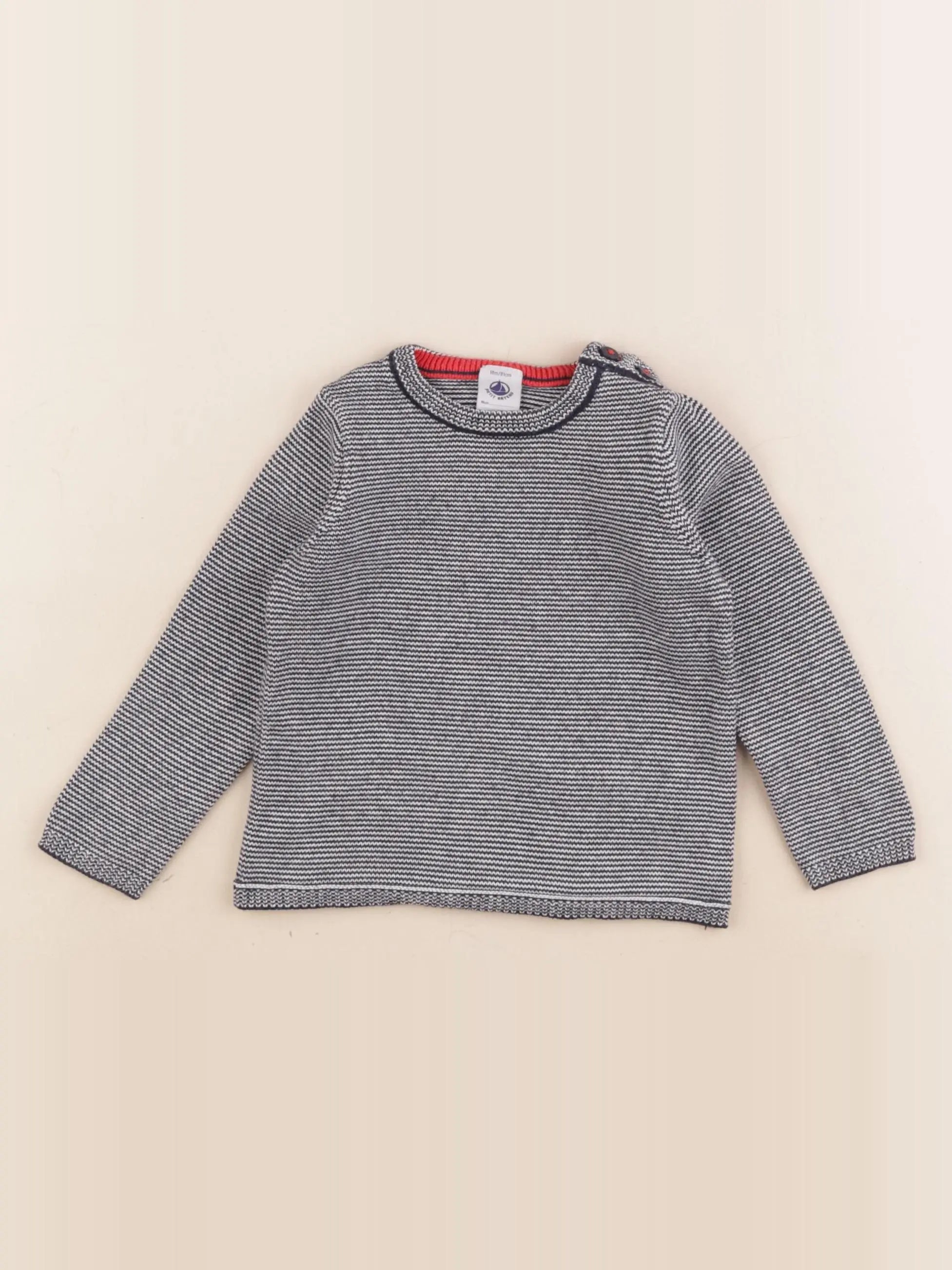 Petit Bateau - pull blanc, bleu - 18 mois