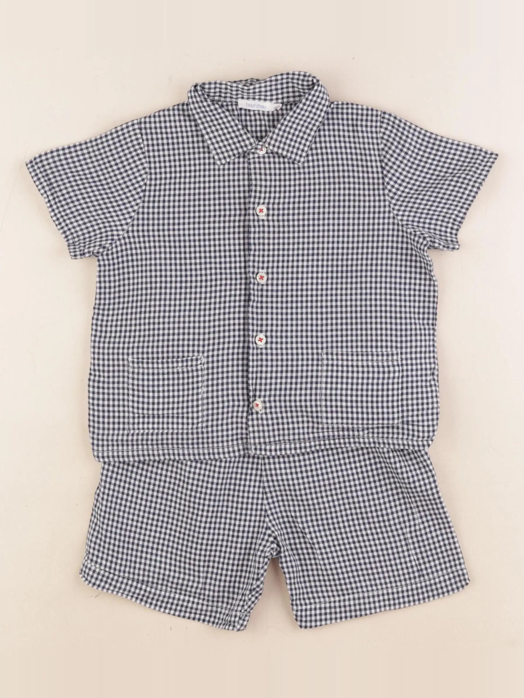 Boutchou - pyjama coton bleu, blanc - 36 mois