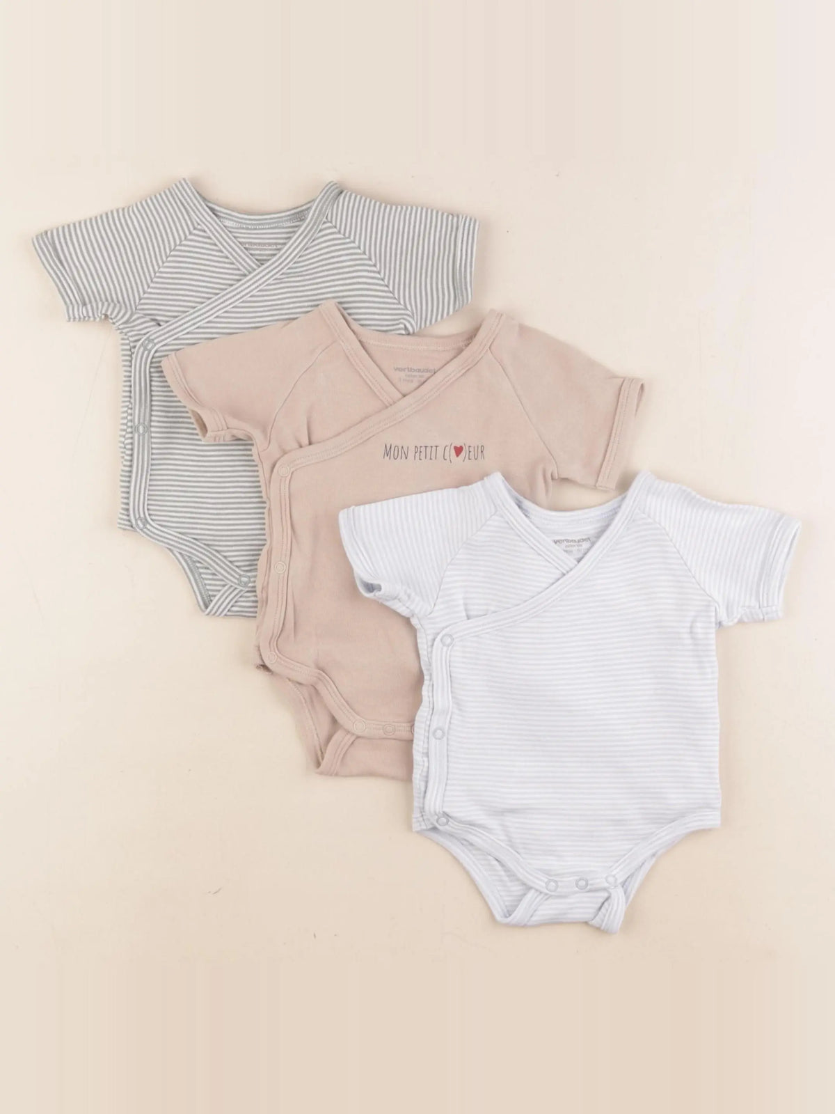 Vertbaudet - lot de 3 bodies en coton multicolore - 3 mois