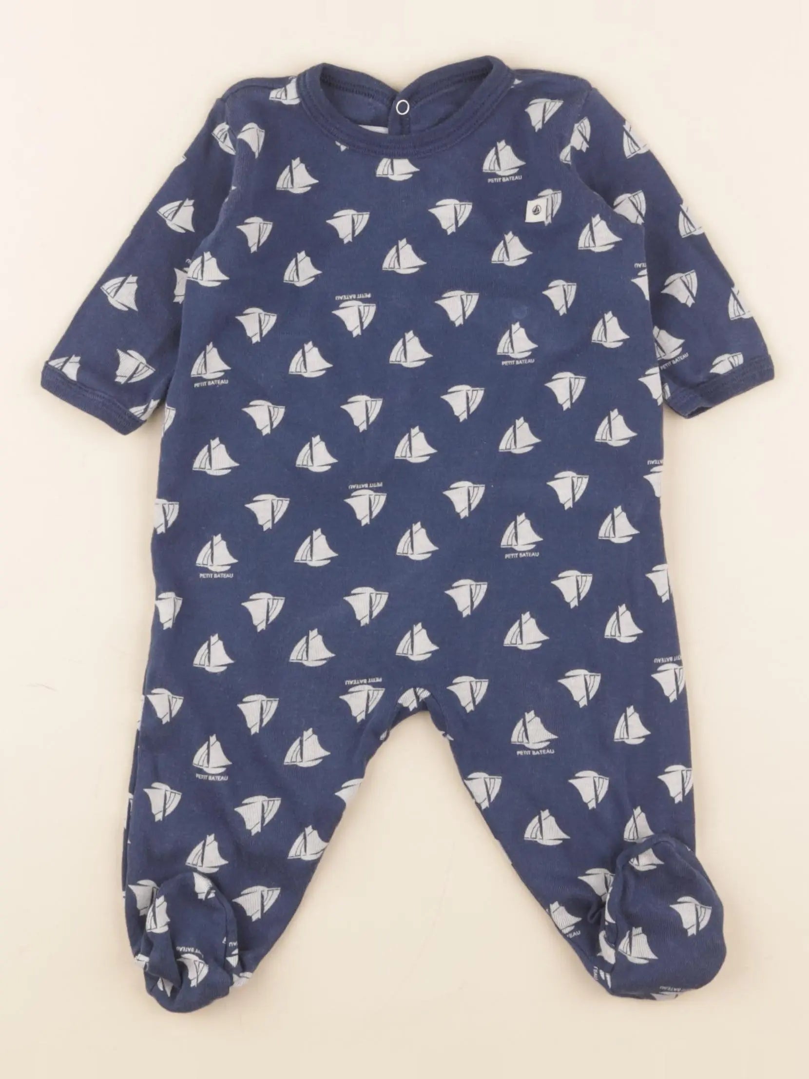 Petit Bateau - pyjama coton bleu - 3 mois