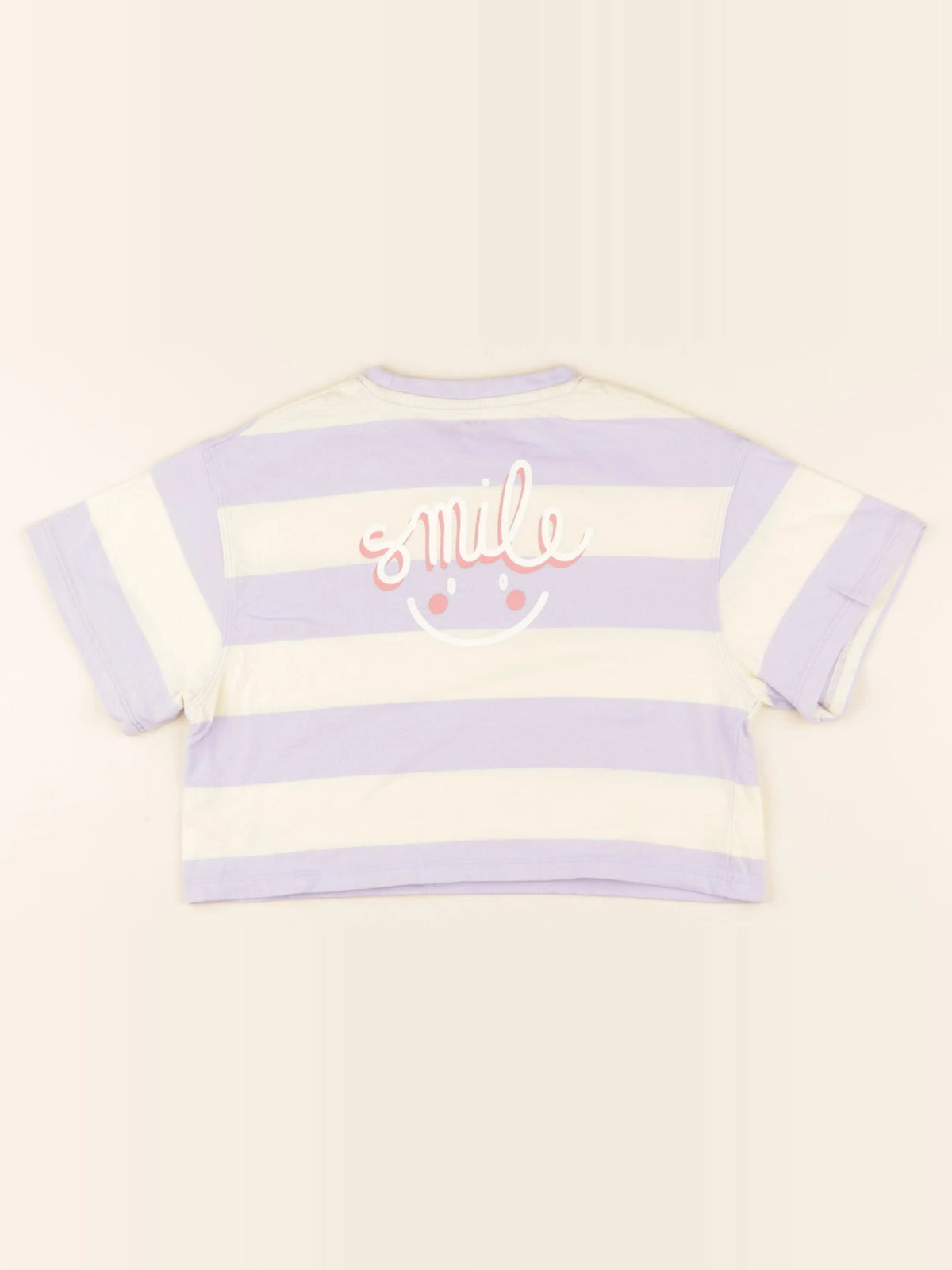 Vertbaudet - tee-shirt imprimé au dos beige, violet - 6 ans