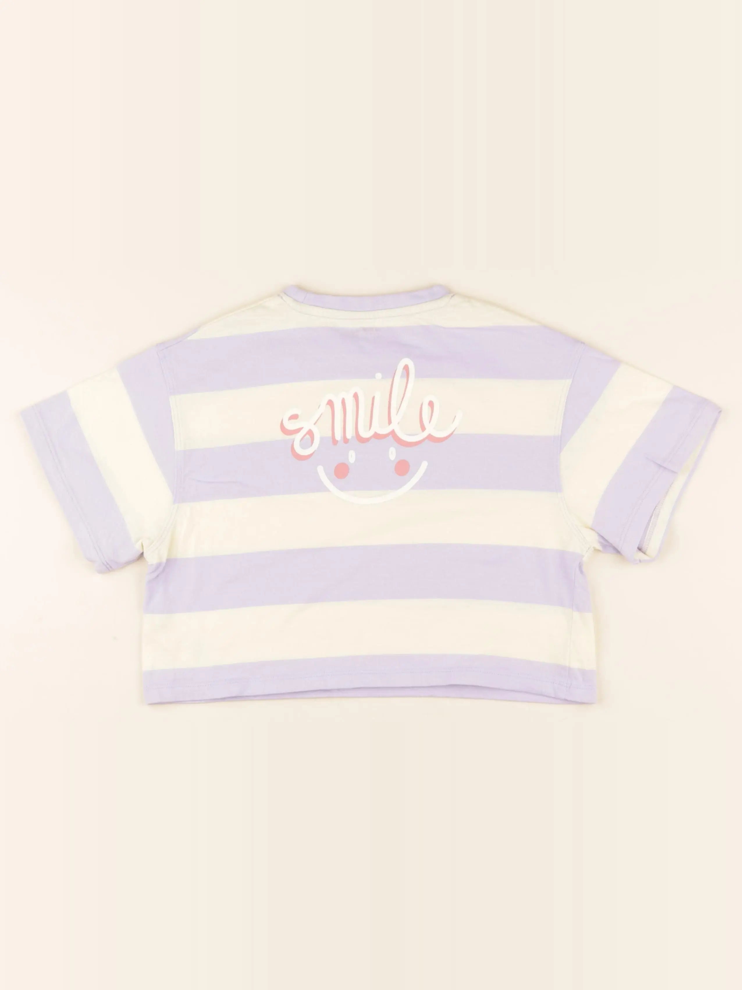 Vertbaudet - tee-shirt imprimé au dos beige, violet - 6 ans