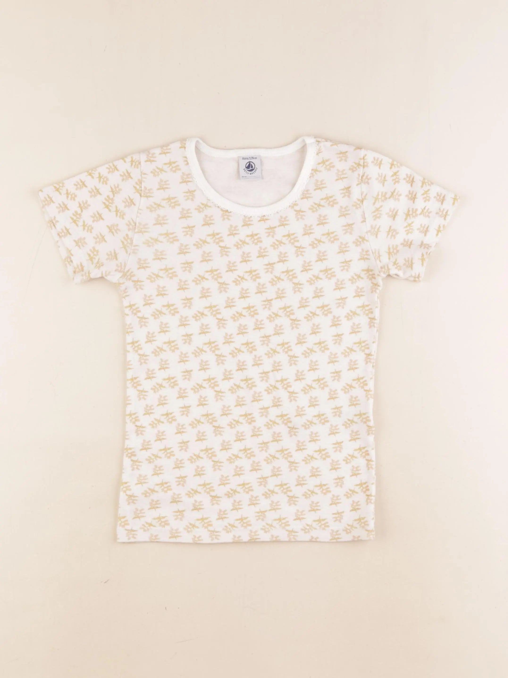Petit Bateau - maillot de corps blanc, jaune - 8 ans