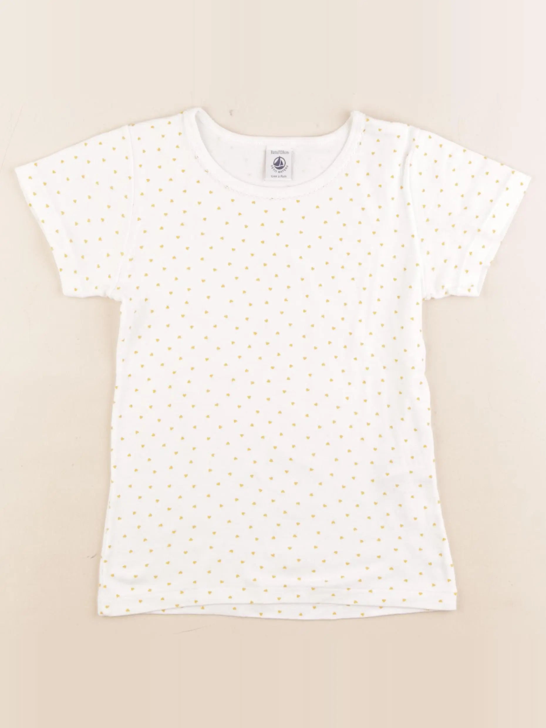Petit Bateau - maillot de corps blanc, jaune - 8 ans