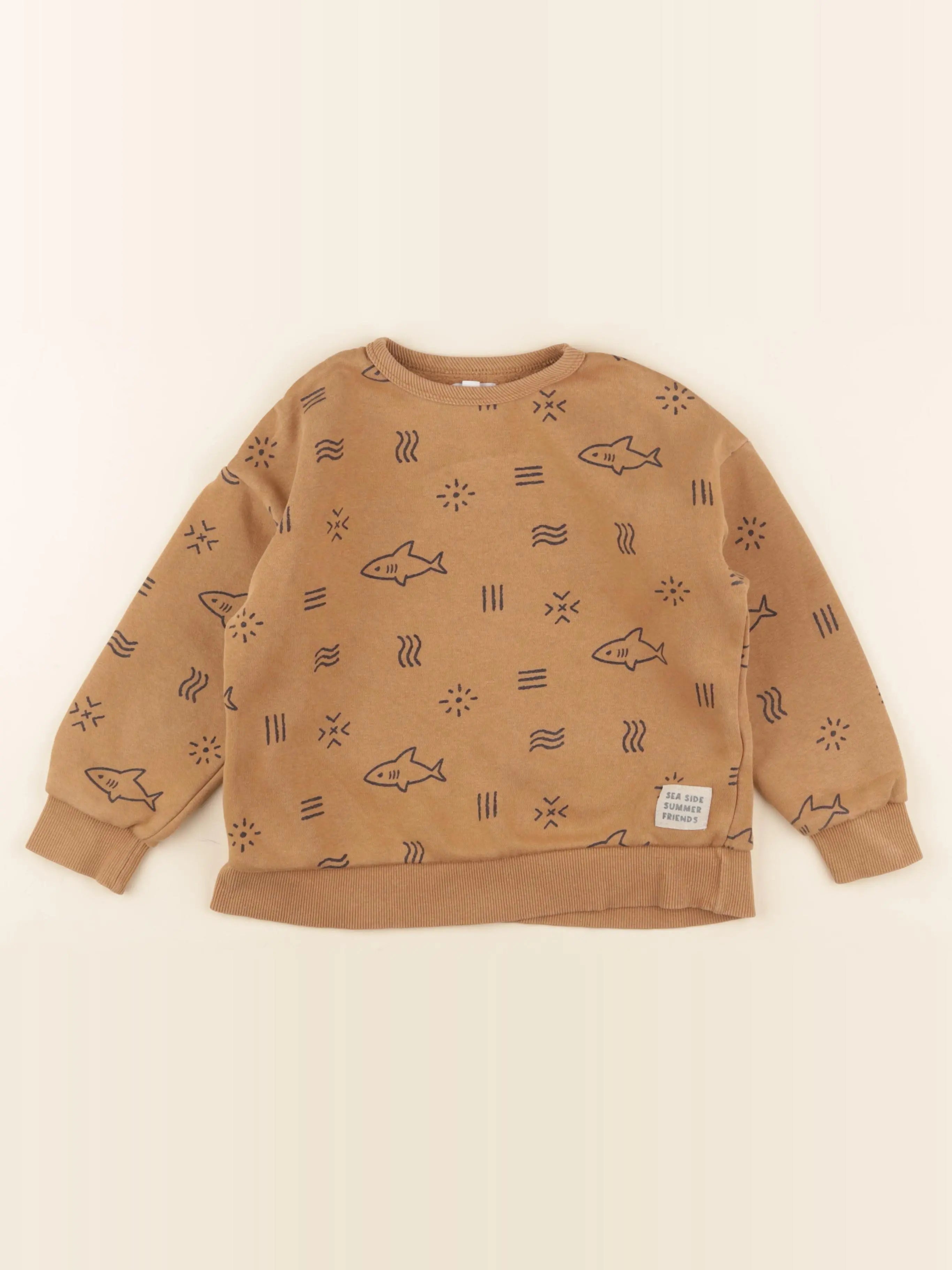 Vertbaudet - sweat marron, noir - 6 ans