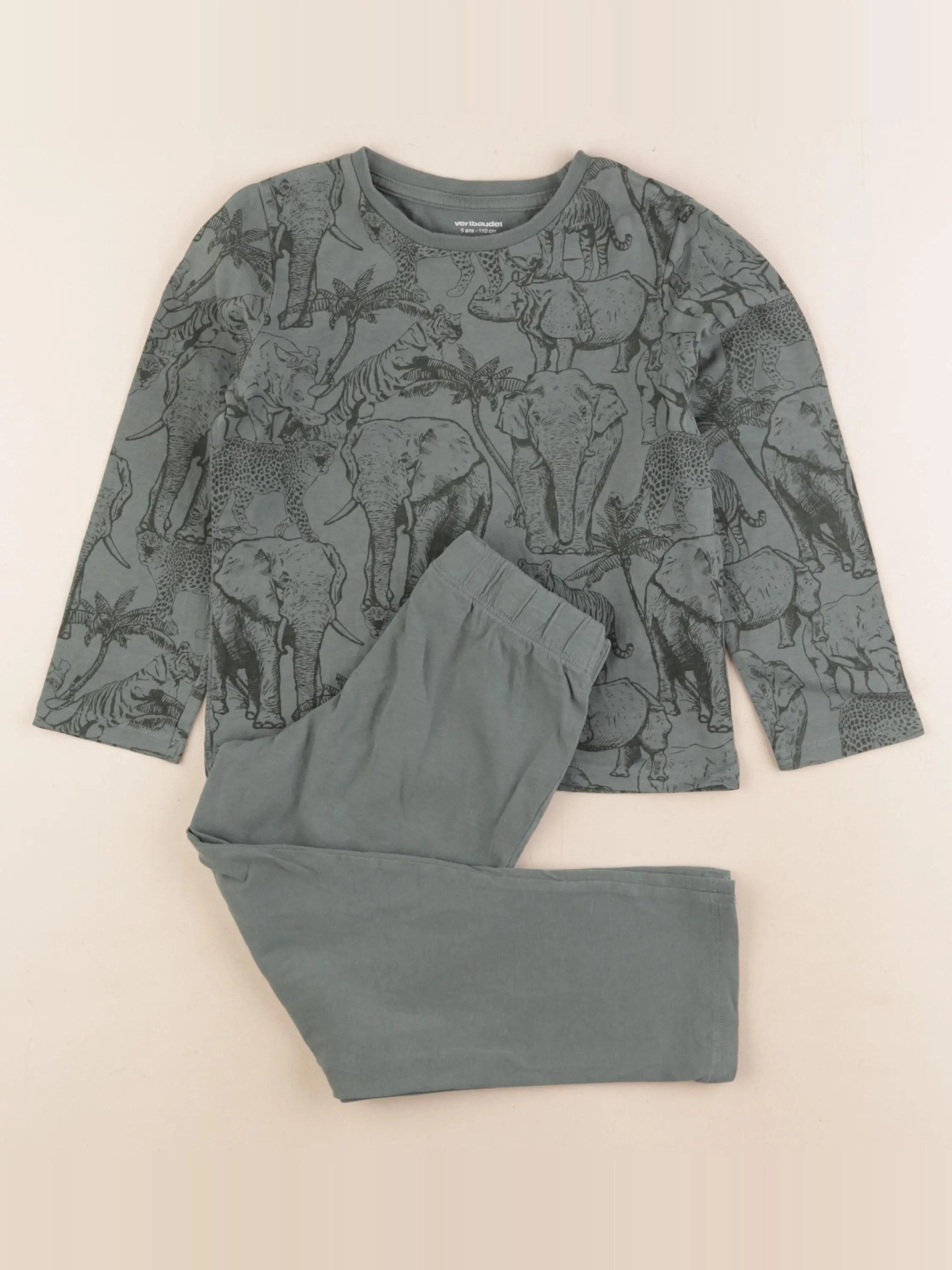 Vertbaudet - pyjama coton vert - 5 ans