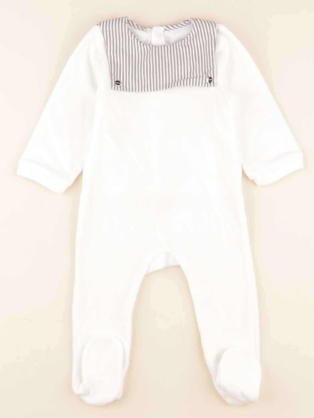 Jacadi - pyjama velours blanc, gris - 12 mois