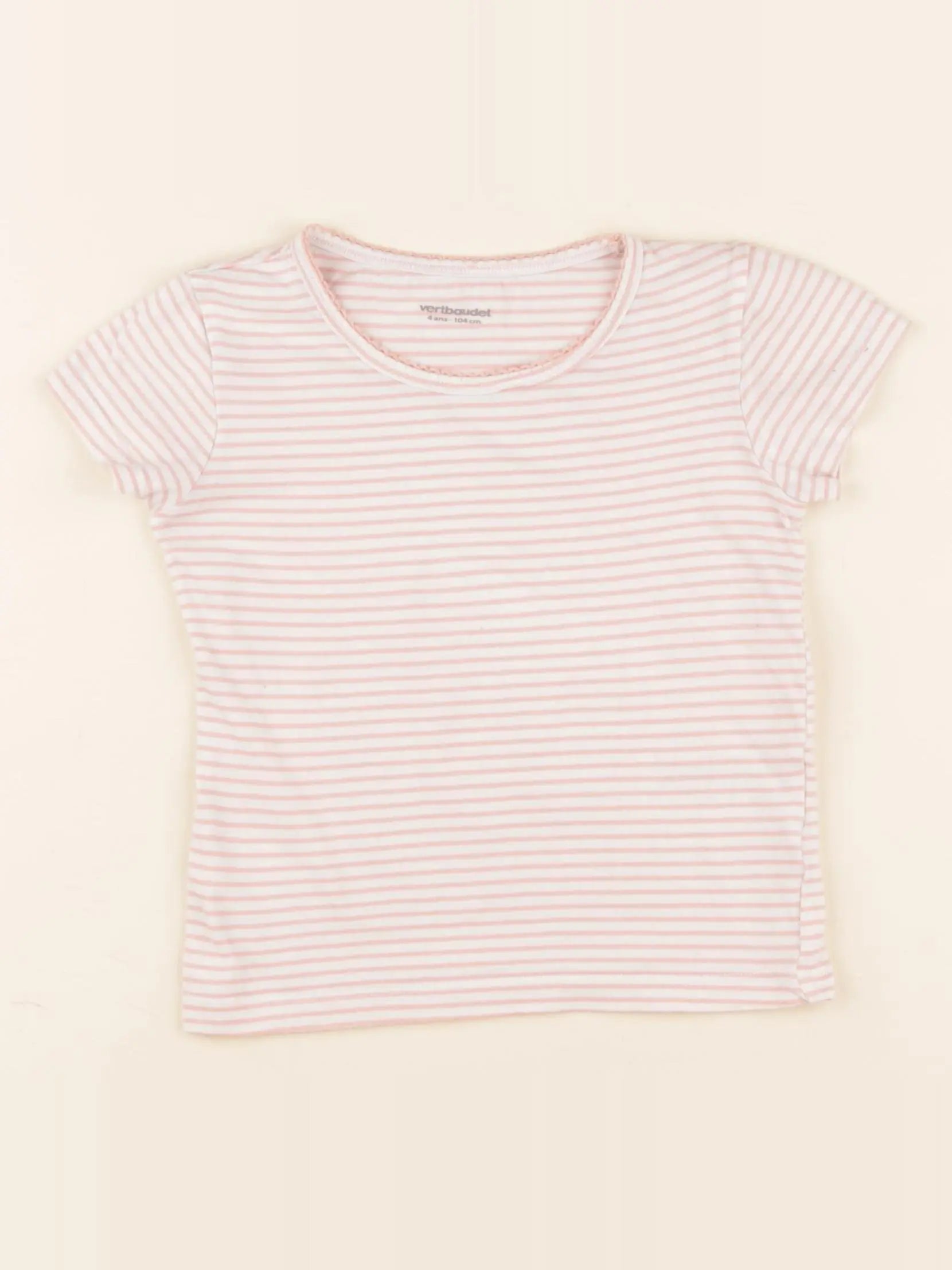 Vertbaudet - maillot de corps rose, blanc - 4 ans