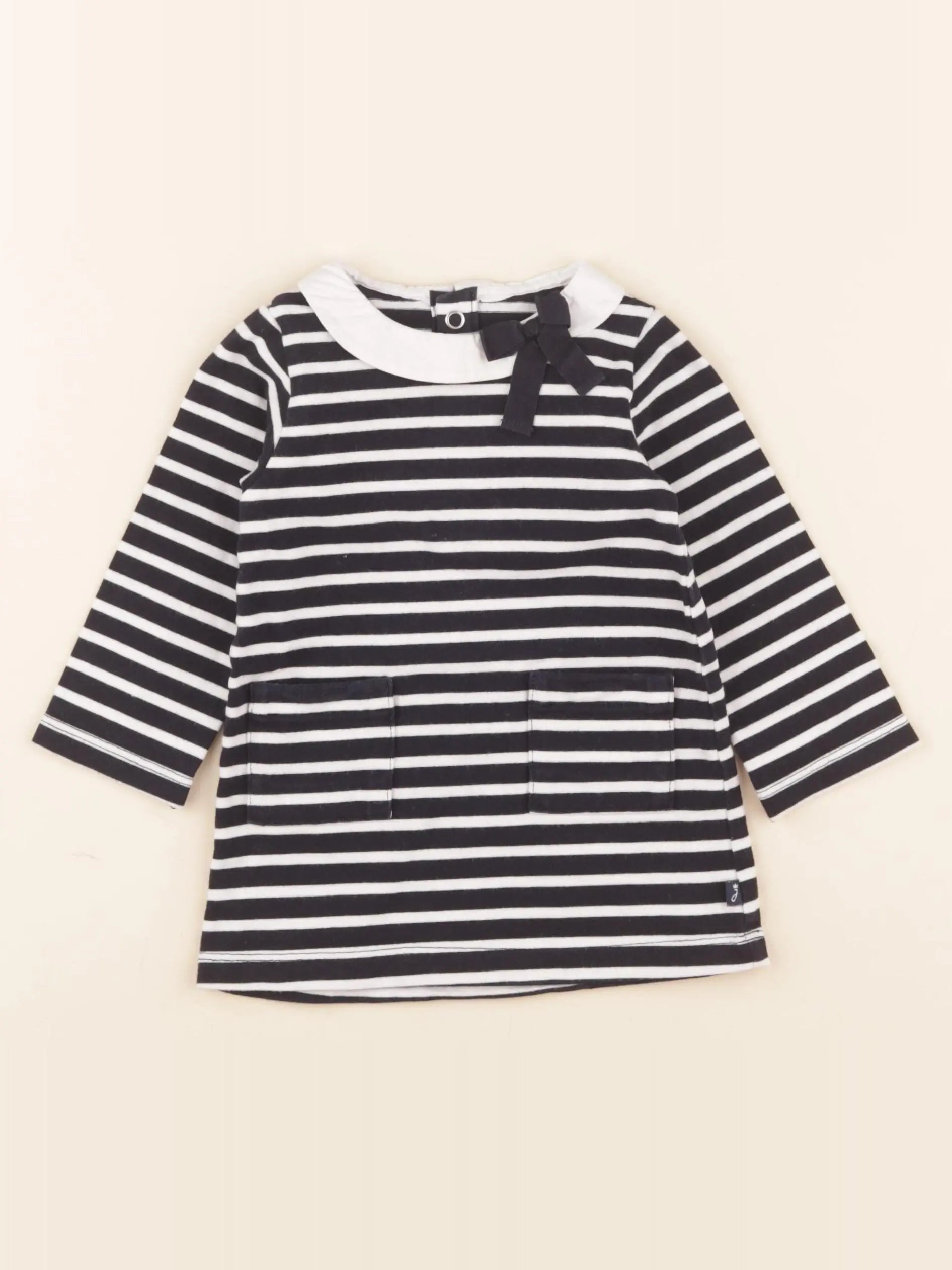 Jacadi - robe blanc, bleu - 12 mois