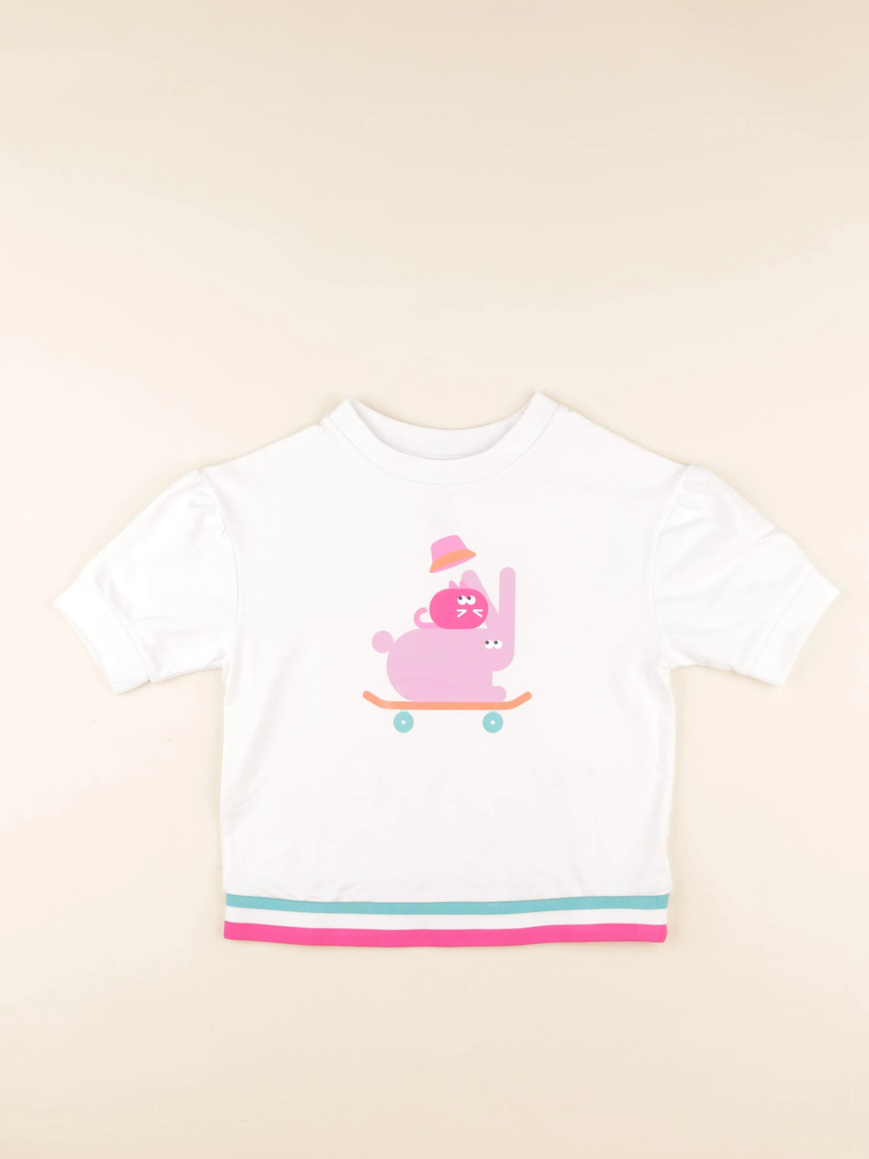 Jacadi - sweat blanc, rose - 10 ans