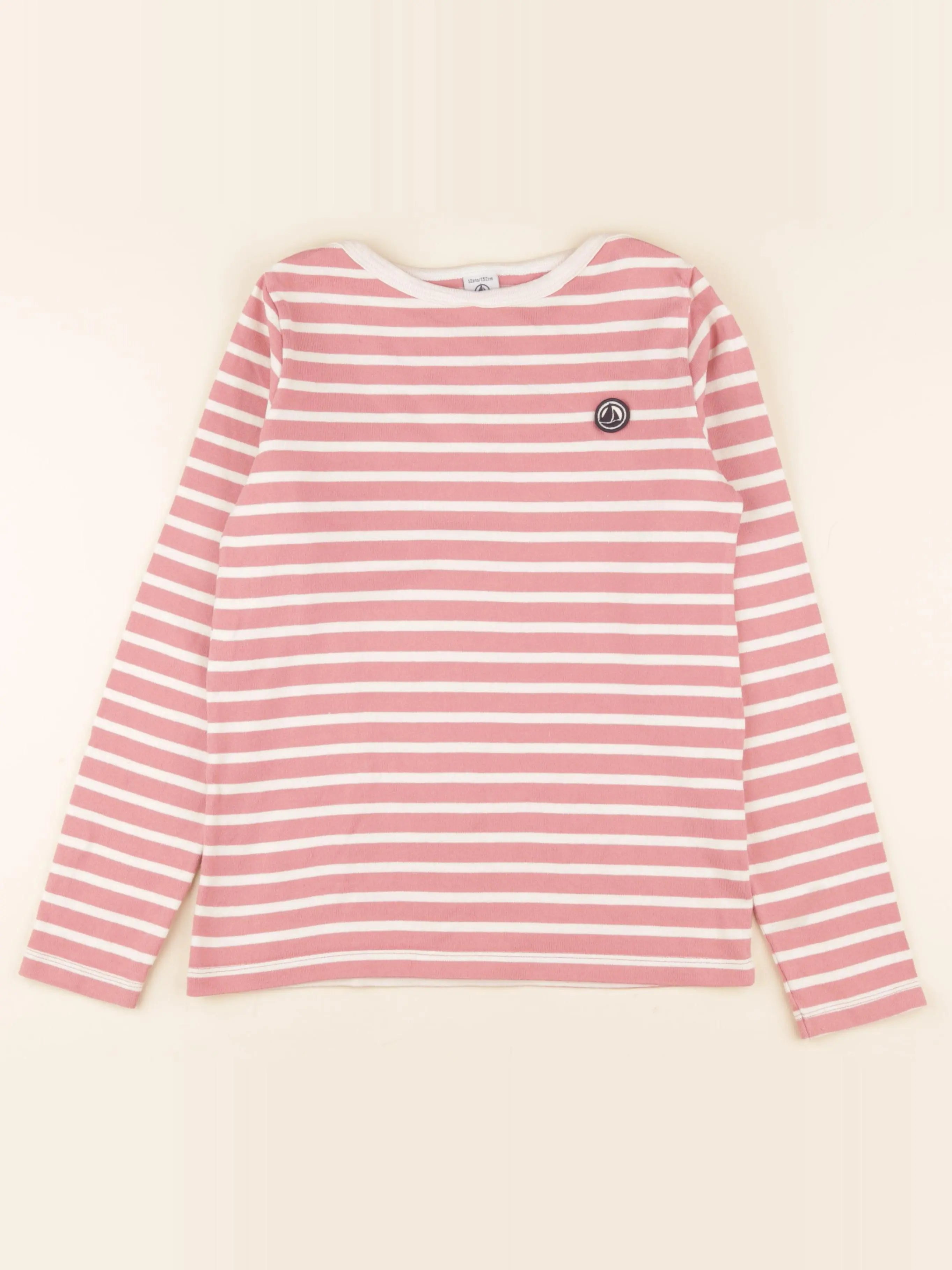Petit Bateau - tee-shirt rose, blanc - 12 ans
