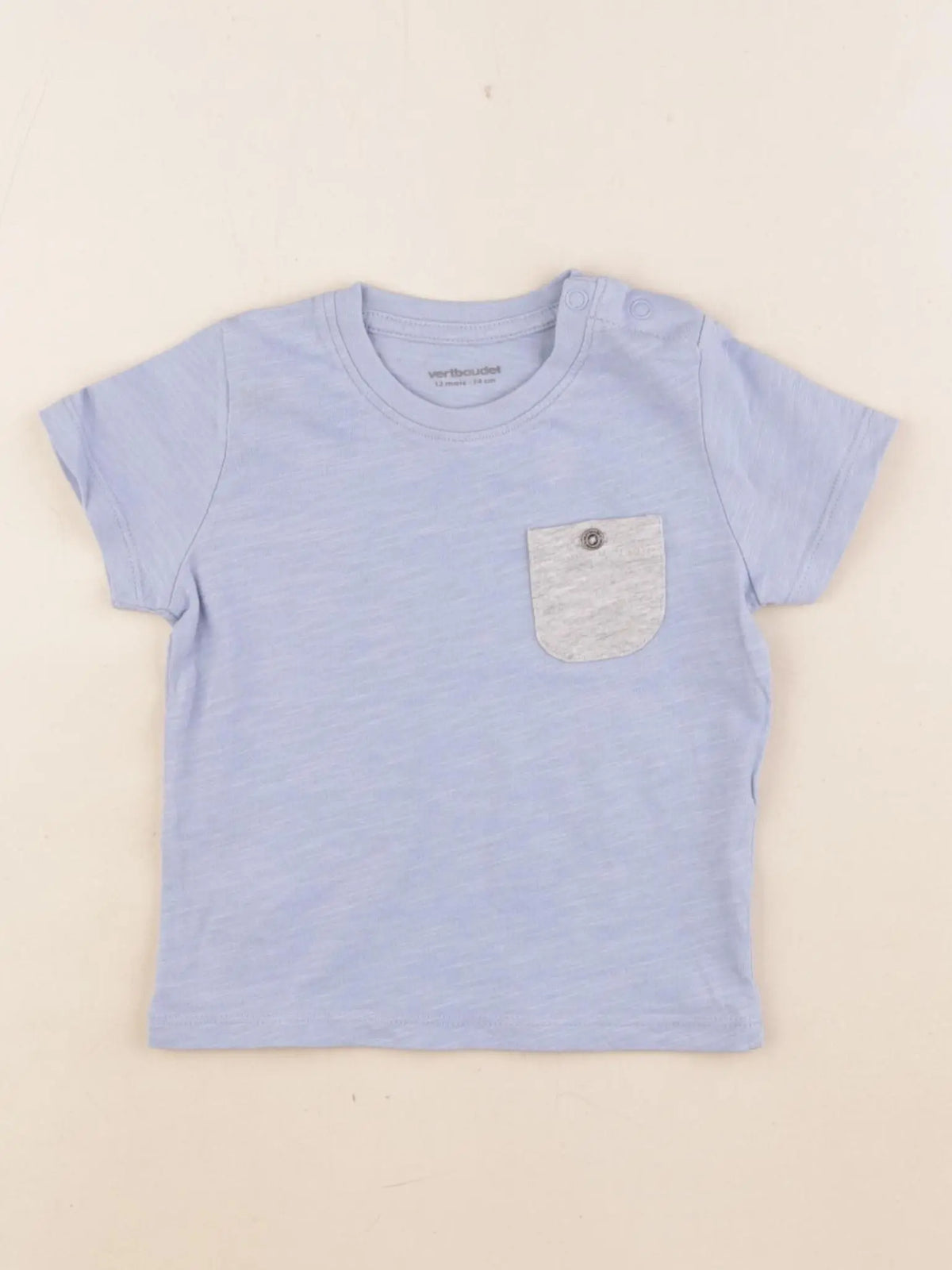 Vertbaudet - tee-shirt bleu - 12 mois