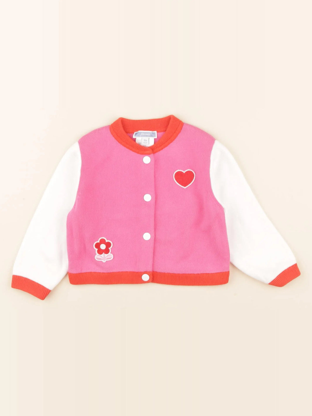 Jacadi - gilet rose, blanc - 18 mois