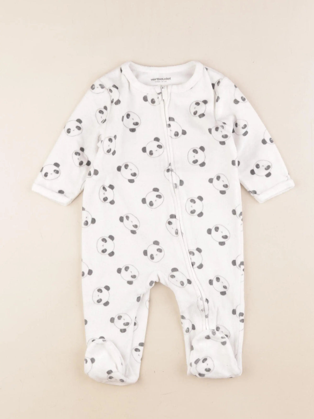 Vertbaudet - pyjama velours blanc - 6 mois