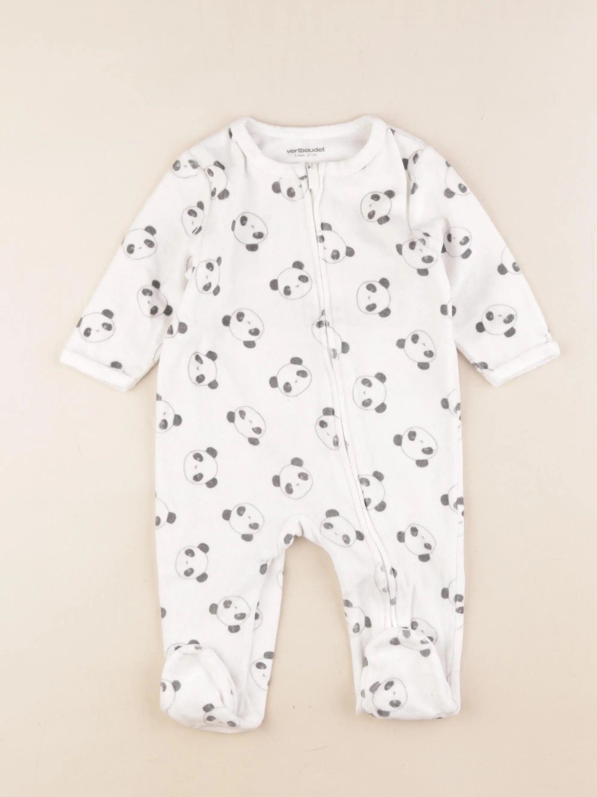 Vertbaudet - pyjama velours blanc - 6 mois