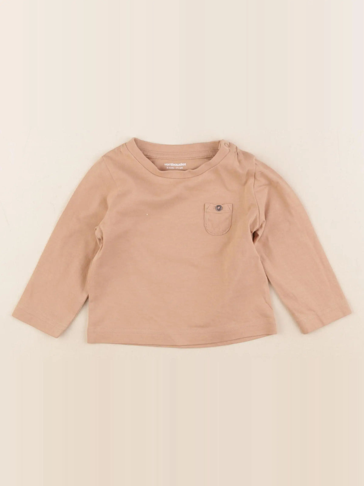 Vertbaudet - tee-shirt beige - 9 mois