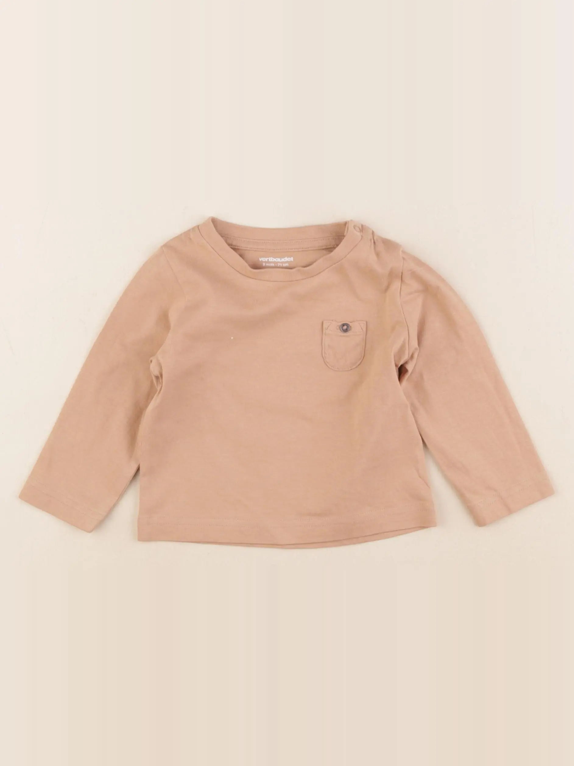 Vertbaudet - tee-shirt beige - 9 mois