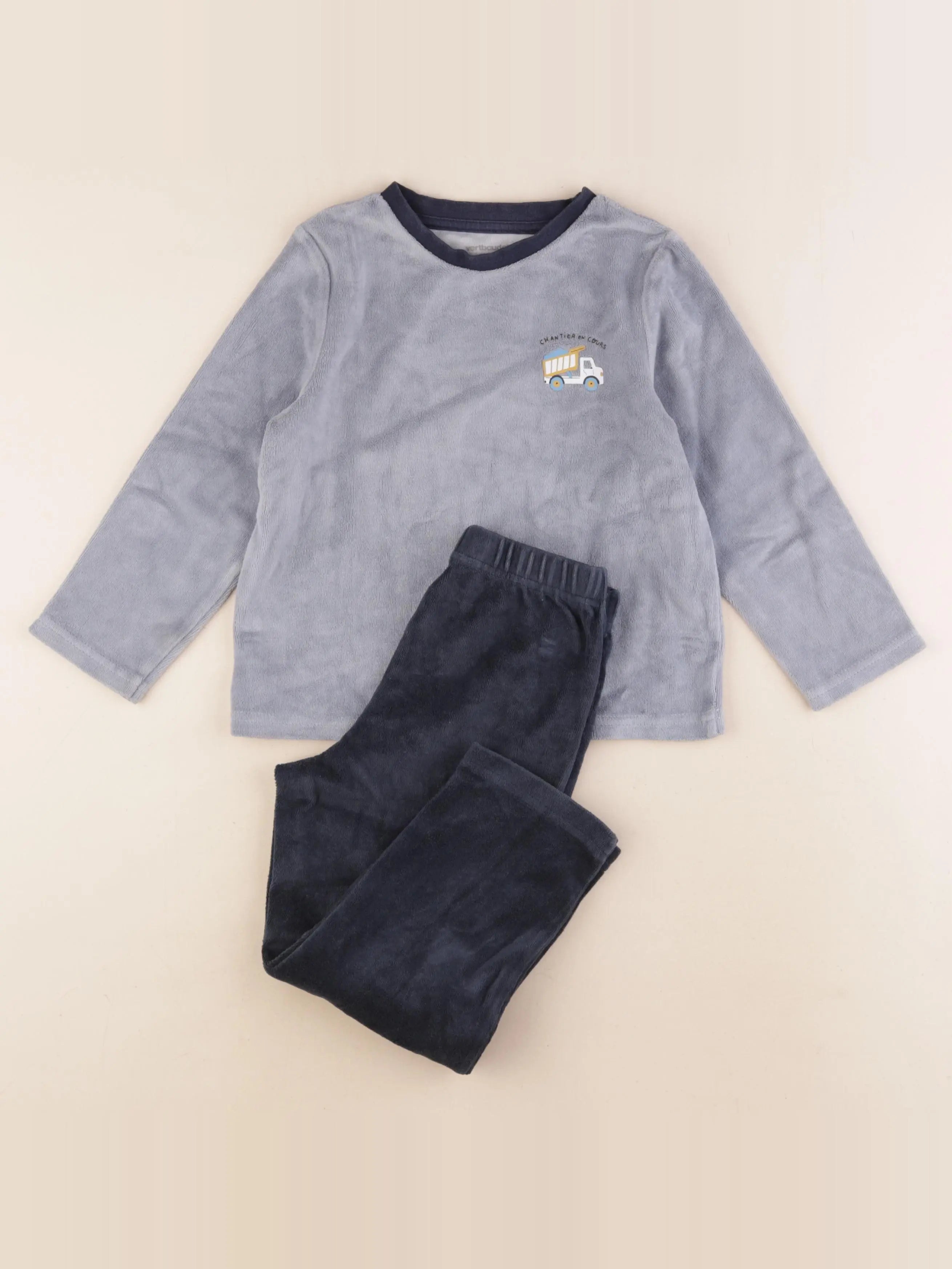 Vertbaudet - pyjama velours bleu - 5 ans