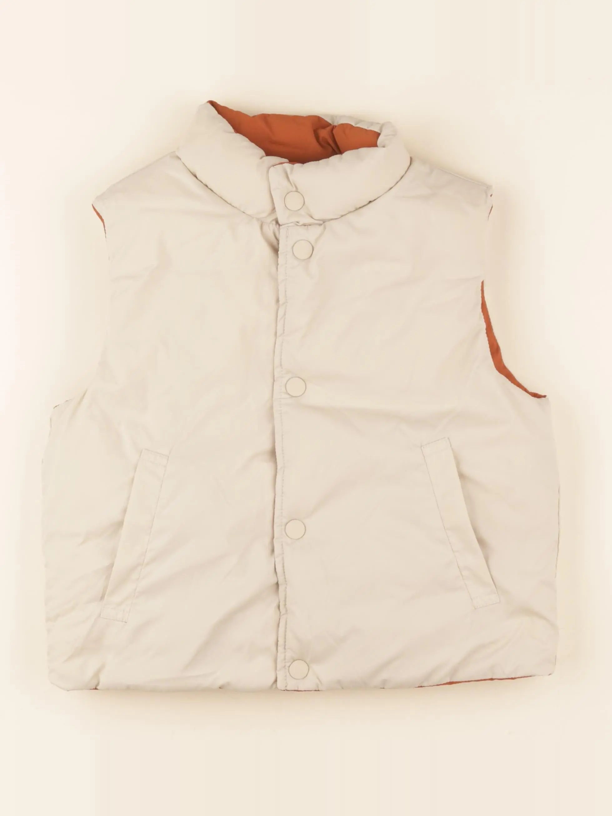 Zara - doudoune réversible beige, orange - 3/4 ans