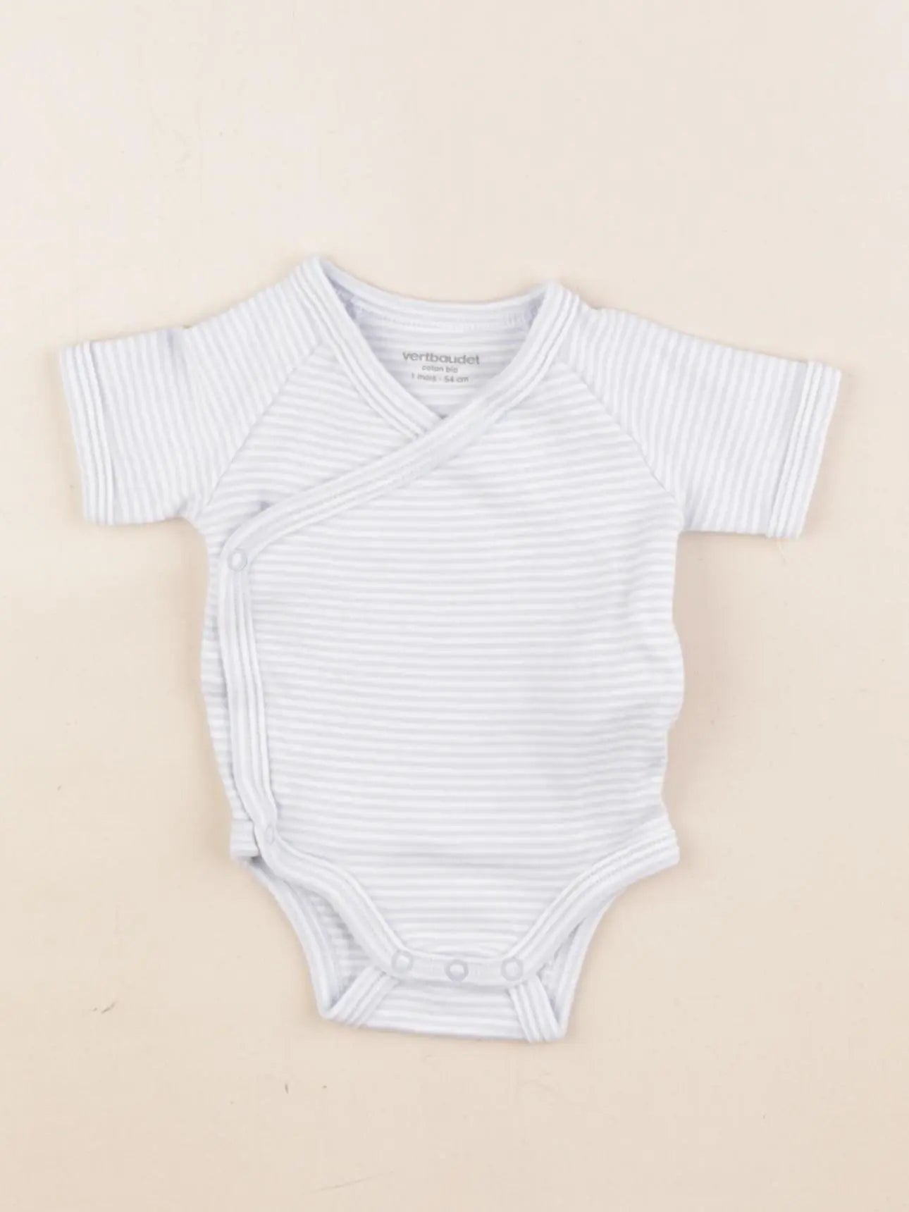 Vertbaudet - body blanc, bleu - 1 mois