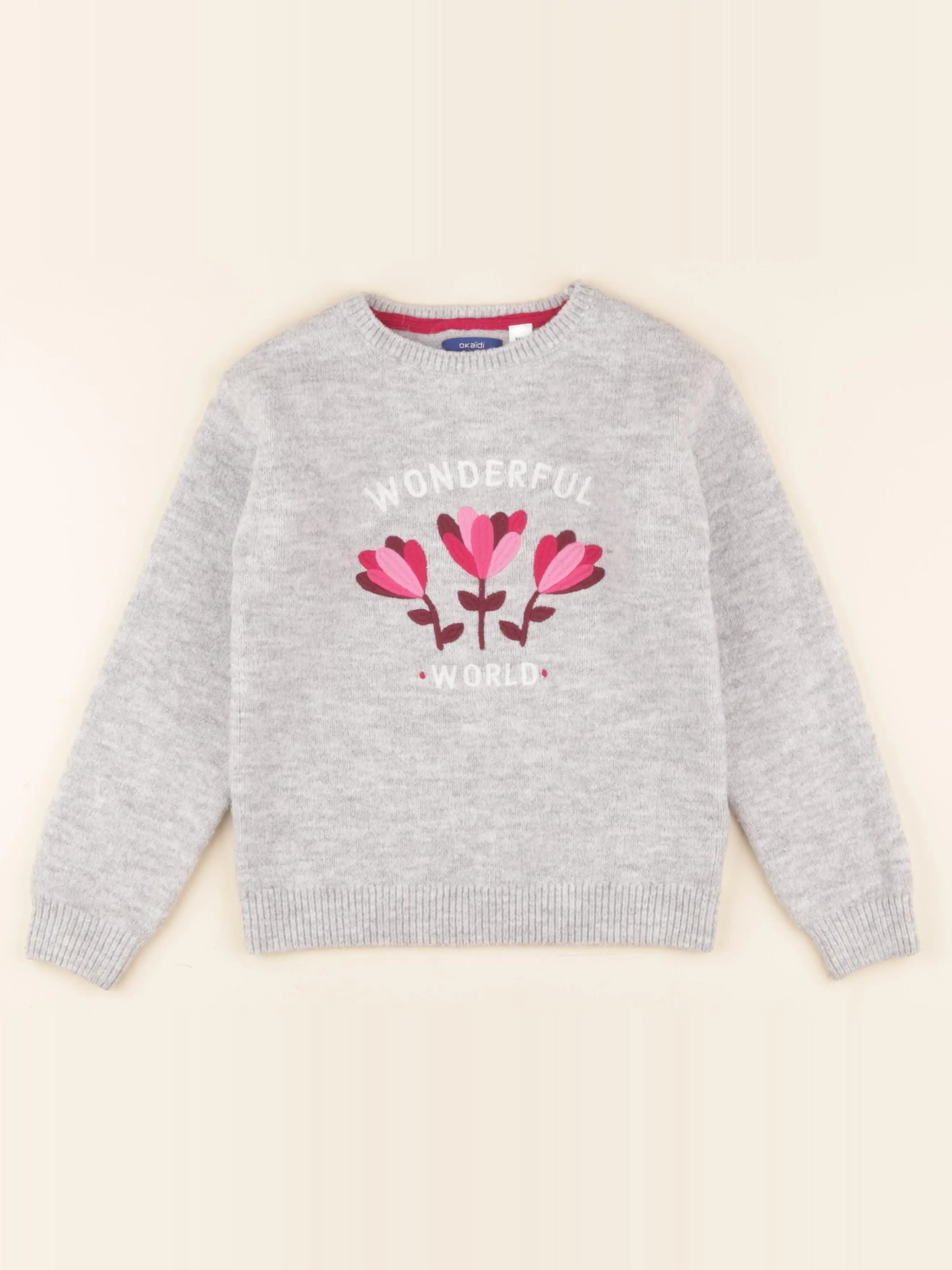 Okaidi - pull gris - 8 ans