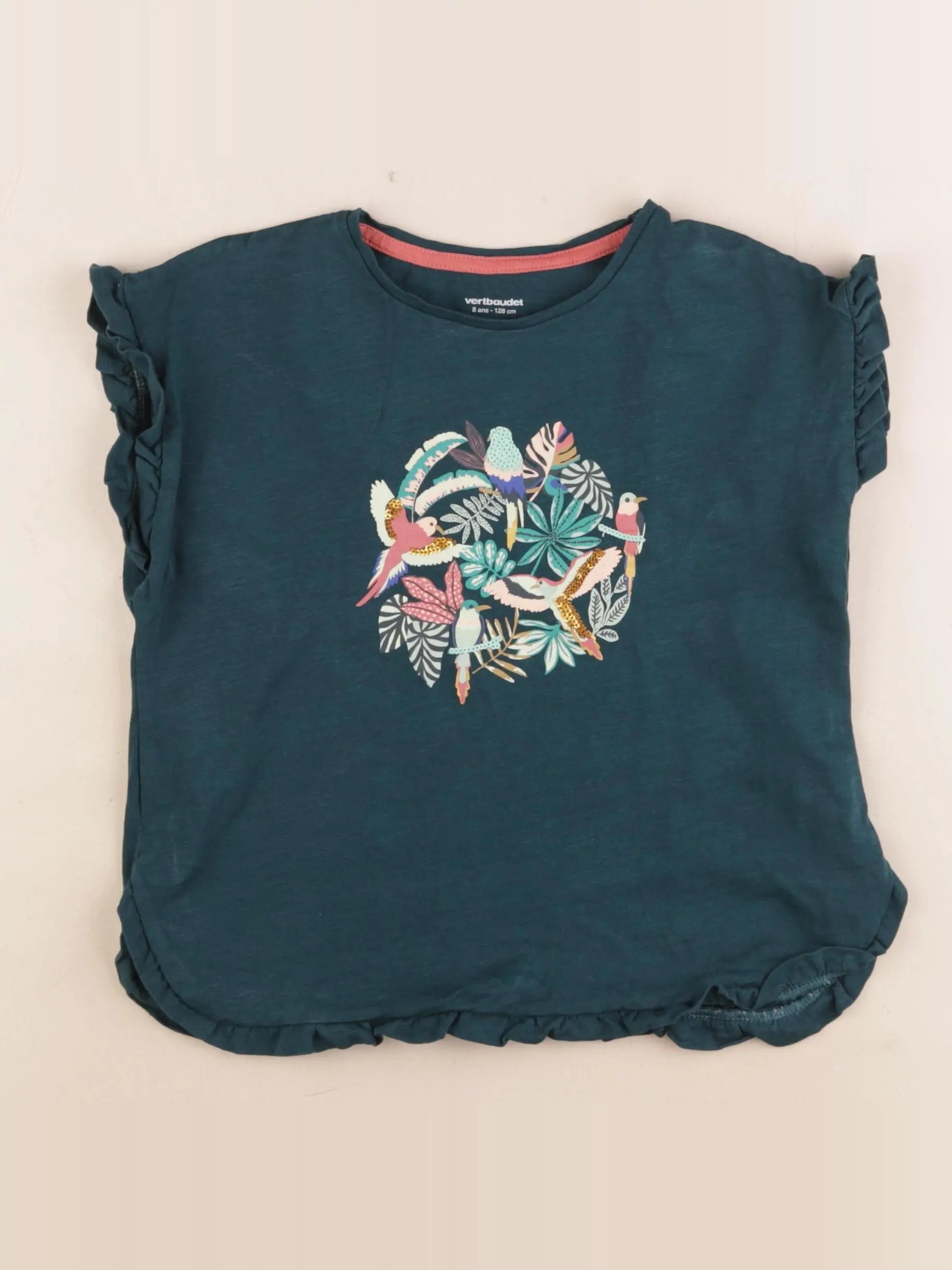 Vertbaudet - tee-shirt vert - 8 ans