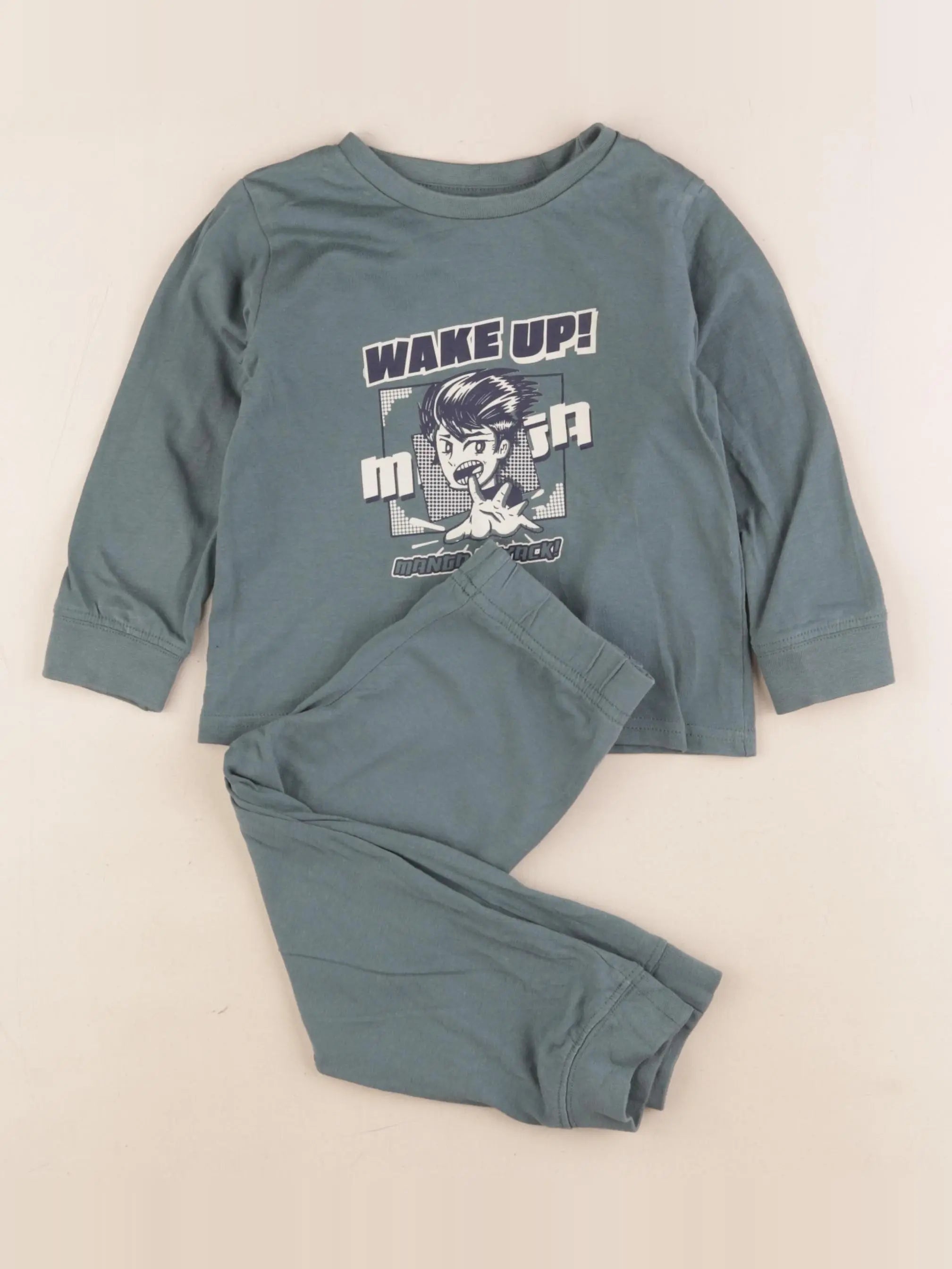 Vertbaudet - pyjama coton vert - 3 ans