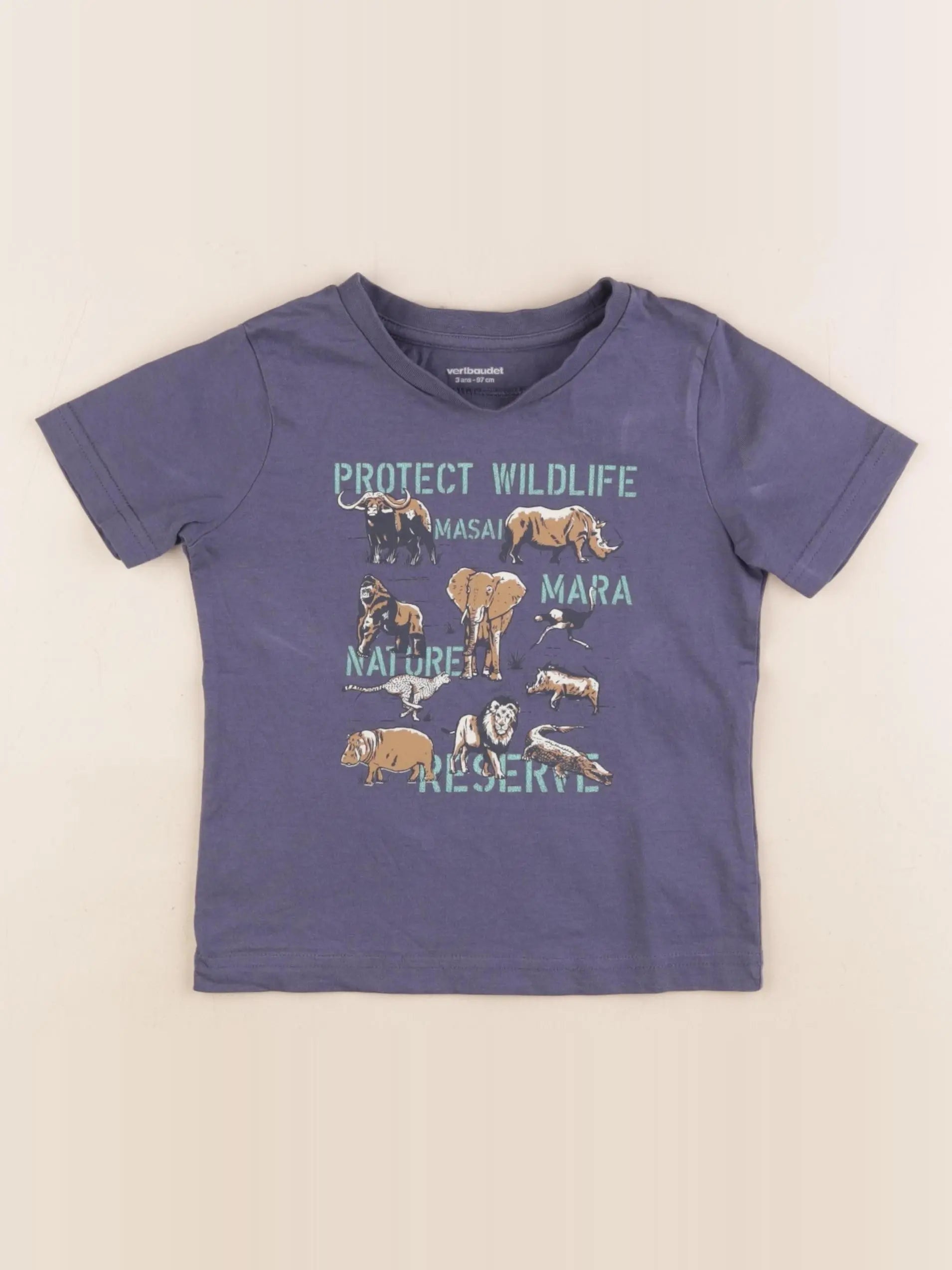 Vertbaudet - tee-shirt bleu - 3 ans