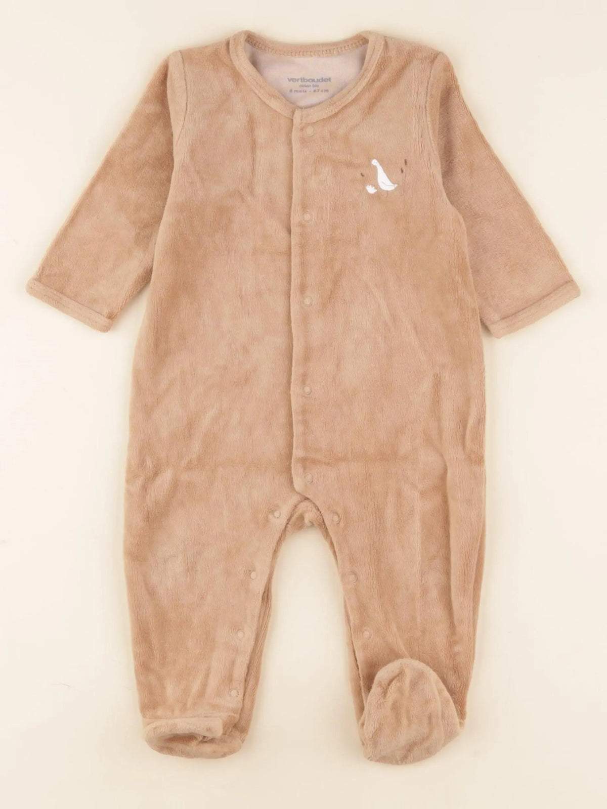 Vertbaudet - pyjama velours marron - 6 mois